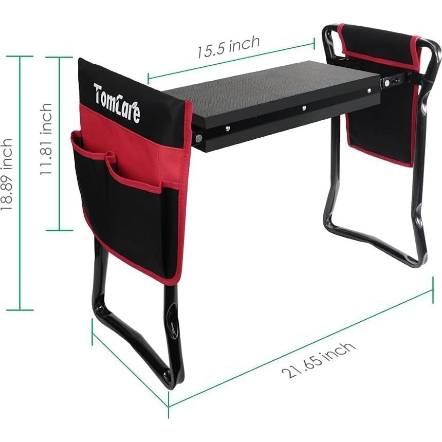 Banco de Jardín Plegable TomCare con Bolsa de Herramientas
