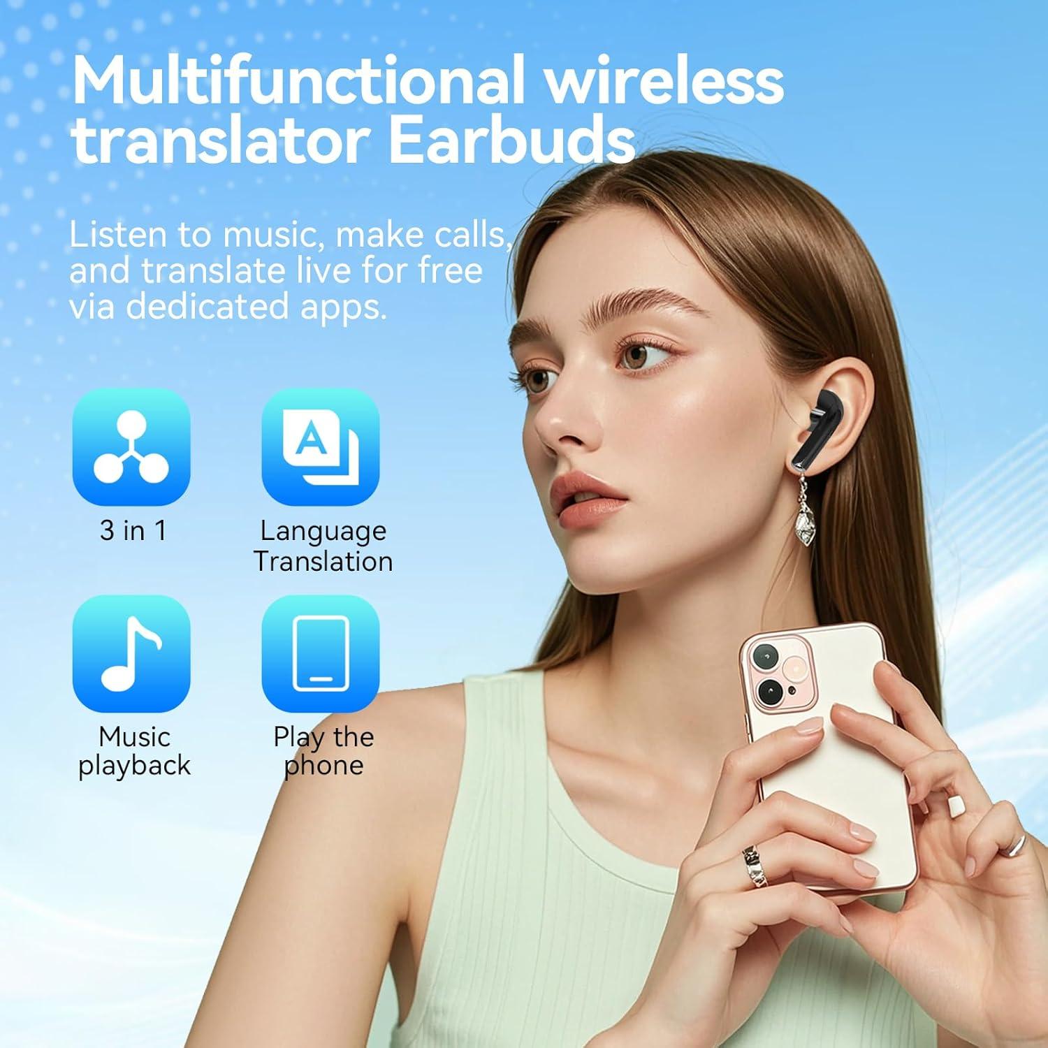 Auriculares Traductores Ai Bluetooth 150 Idiomas Negro