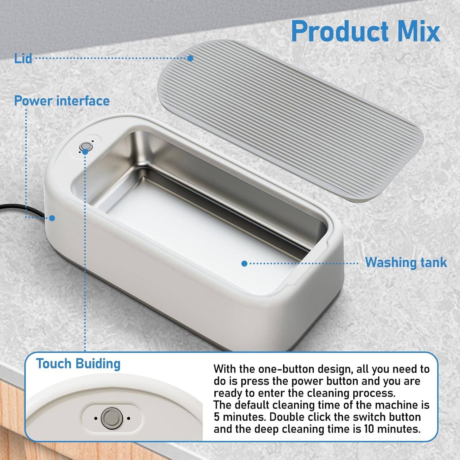 Limpiador Ultrasónico 640ml Vaolvpant 2 Modos de Tiempo