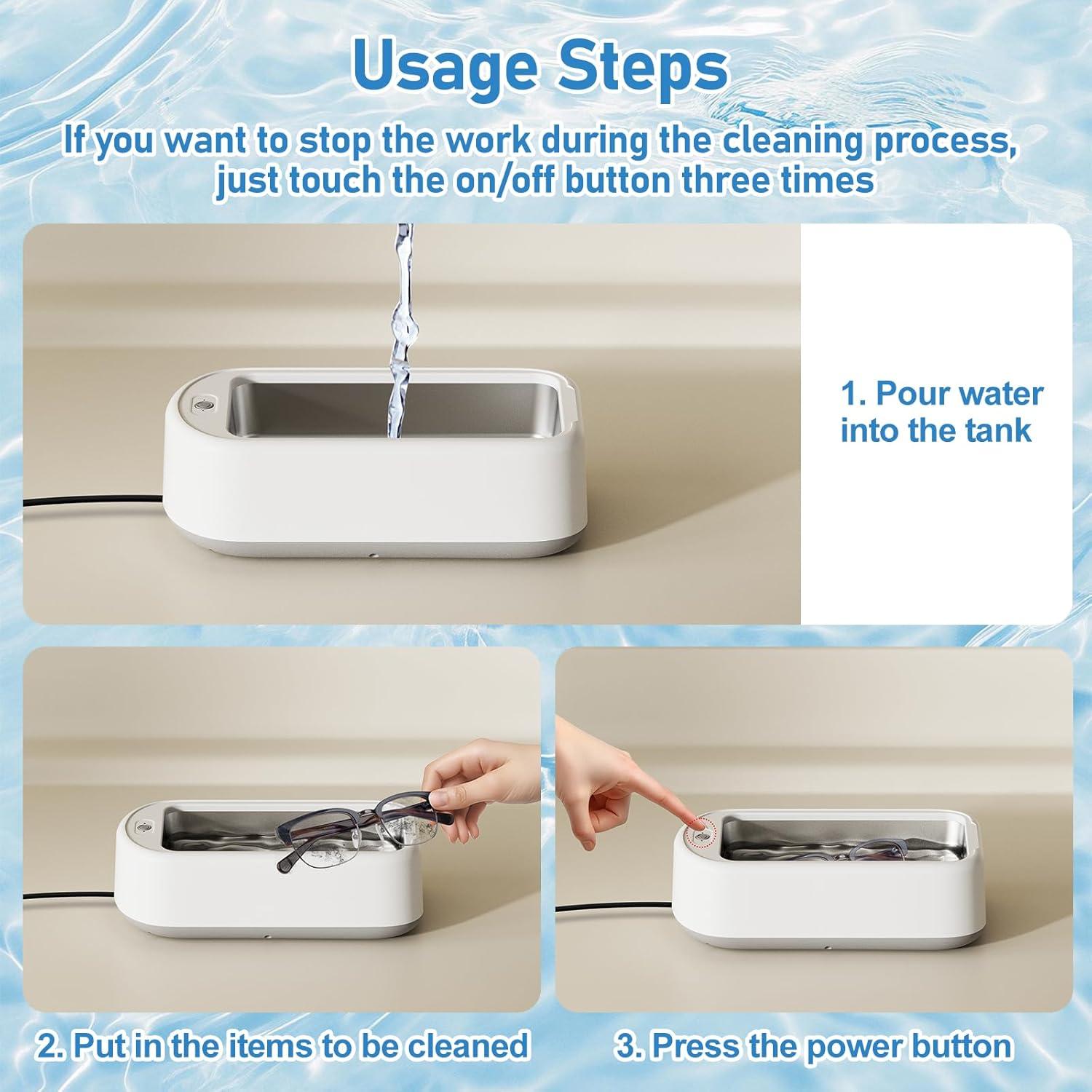 Limpiador Ultrasónico 640ml Vaolvpant 2 Modos de Tiempo