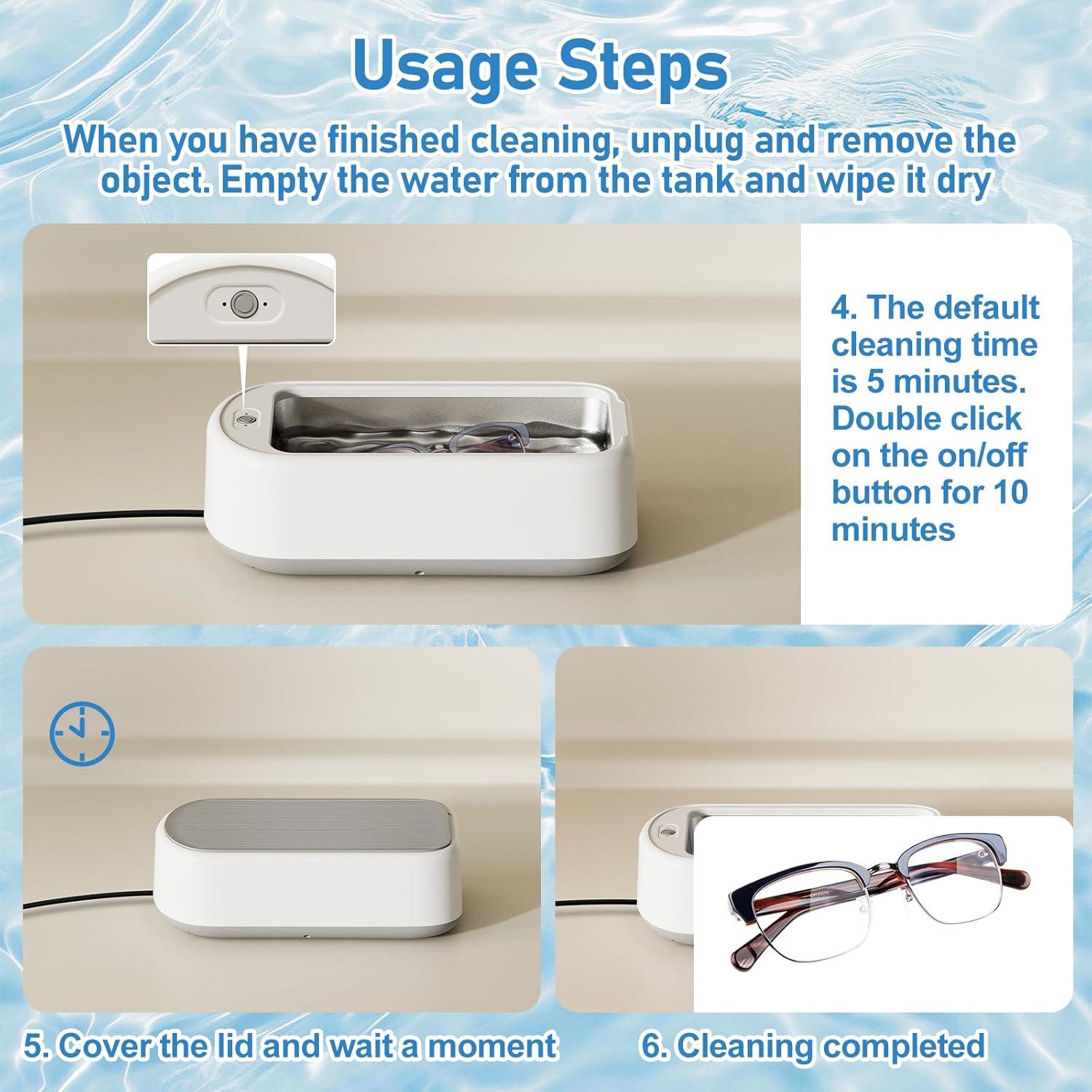 Limpiador Ultrasónico 640ml Vaolvpant 2 Modos de Tiempo