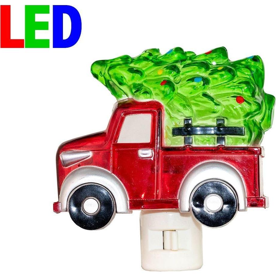 Luz Nocturna LED Camión con Árbol Navidad 11.43cm