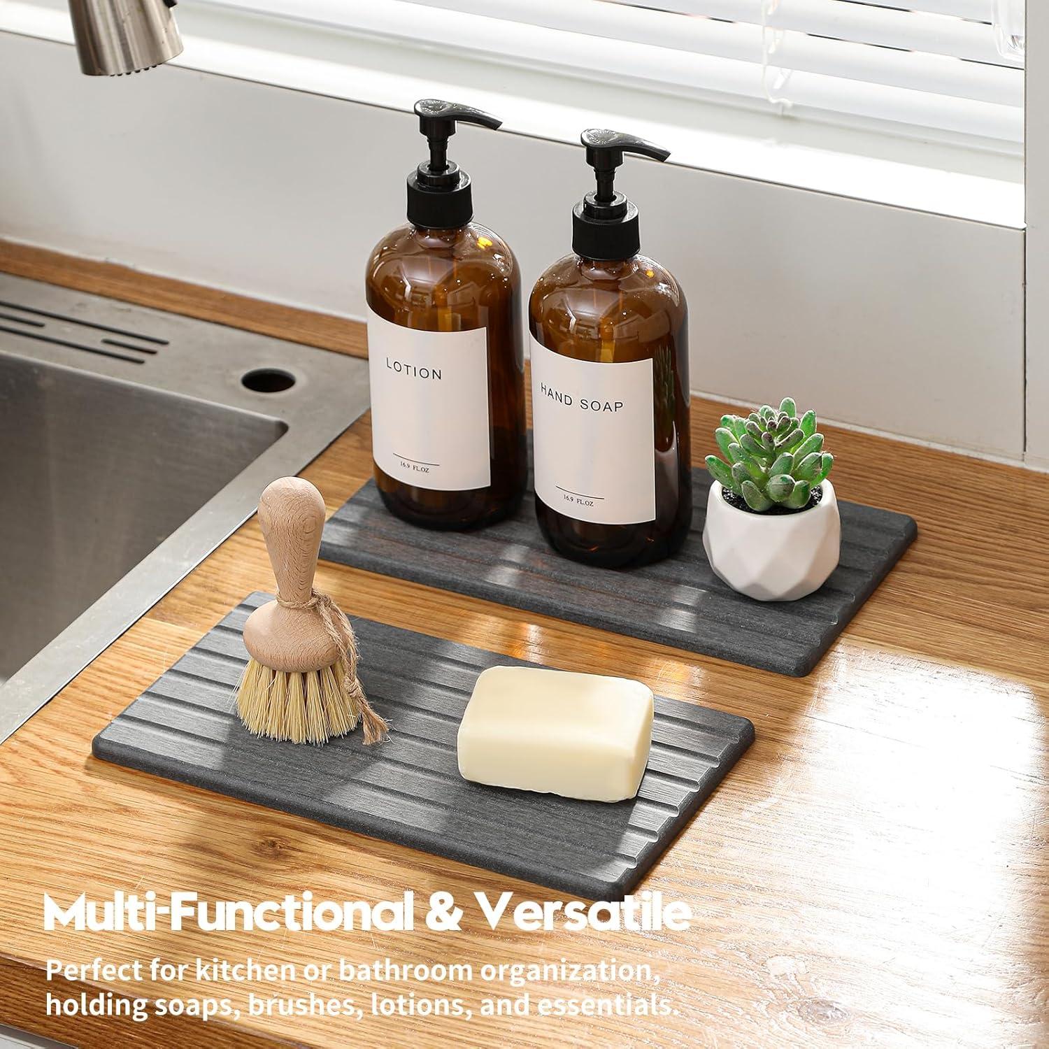 2 Piezas Alfombrilla Absorbente de Agua Razborci 10x15 cm Gris