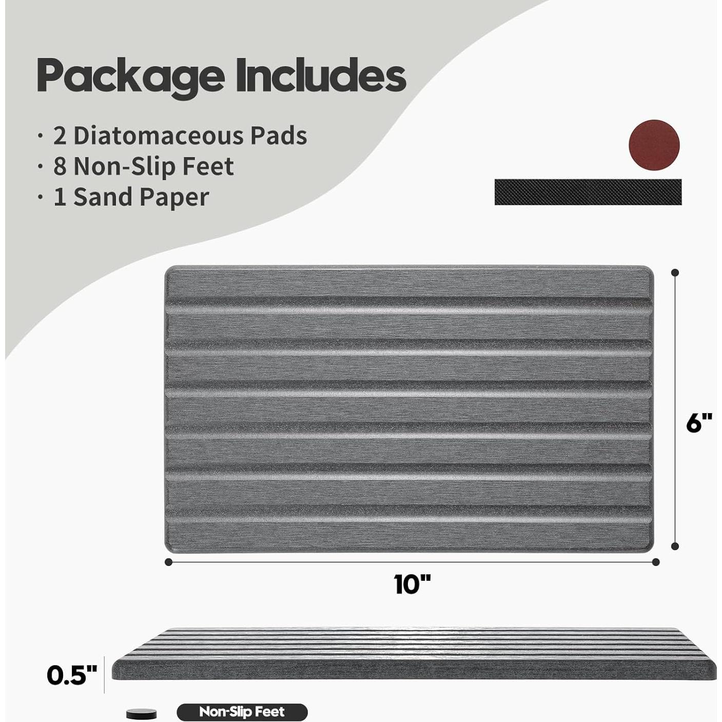 2 Piezas Alfombrilla Absorbente de Agua Razborci 10x15 cm Gris