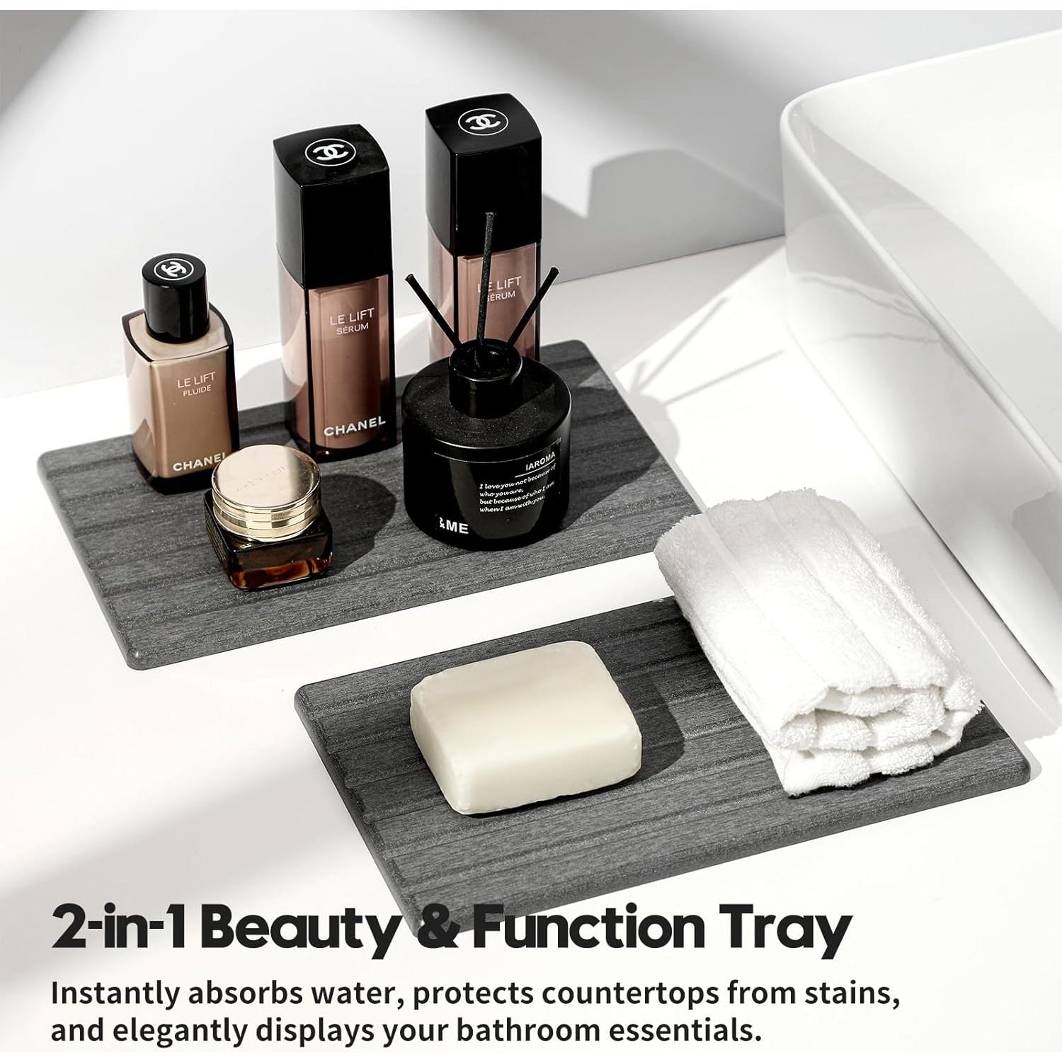 2 Piezas Alfombrilla Absorbente de Agua Razborci 10x15 cm Gris