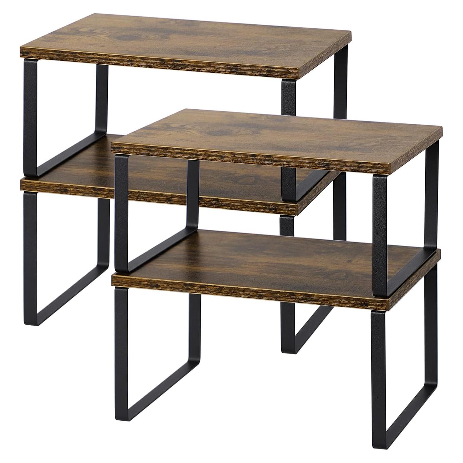 Estante de Cocina MOOACE Apilable Set de 4 Marrón 30x19.6 cm