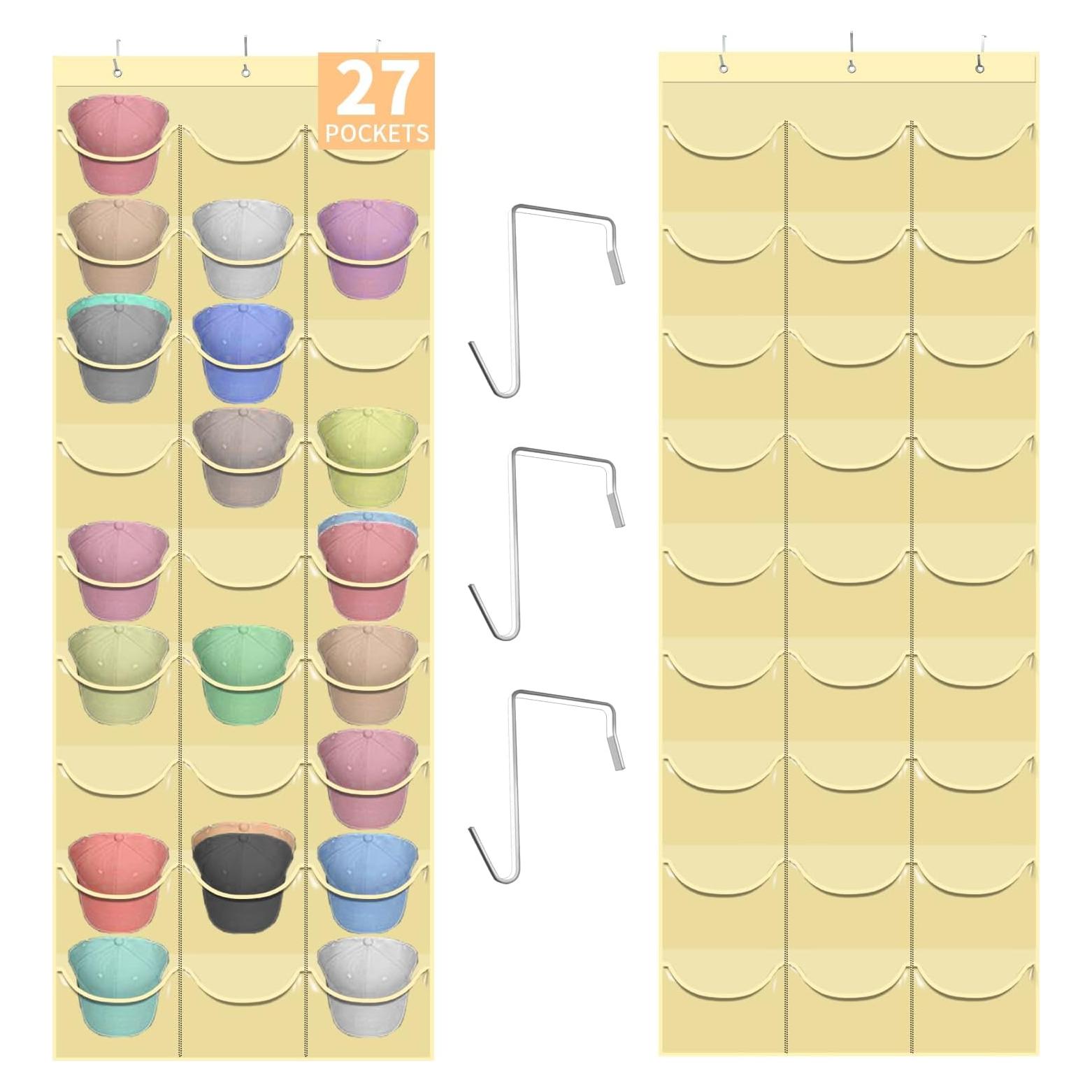 Soporte para Gorras clbutge 27 Bolsillos Montaje en Pared Beige