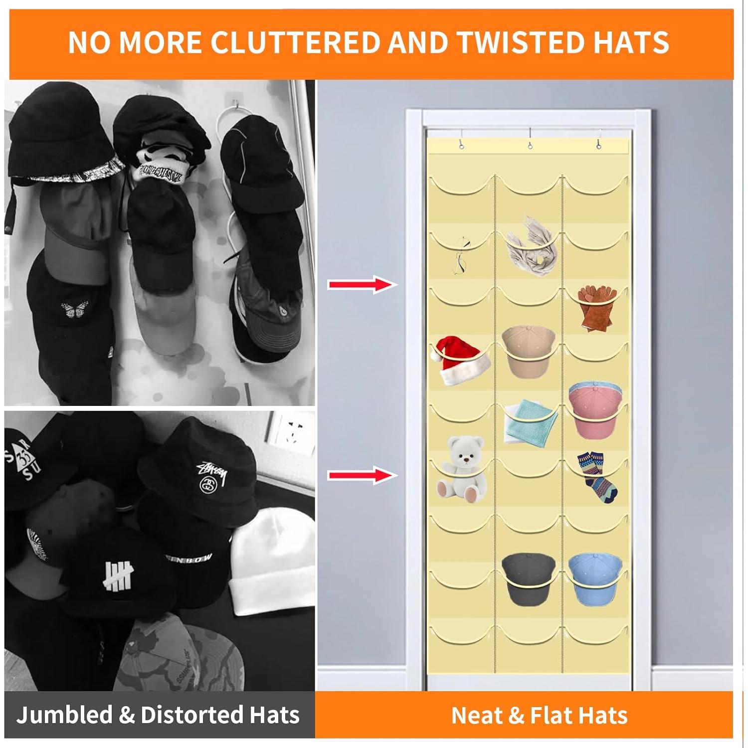 Soporte para Gorras clbutge 27 Bolsillos Montaje en Pared Beige