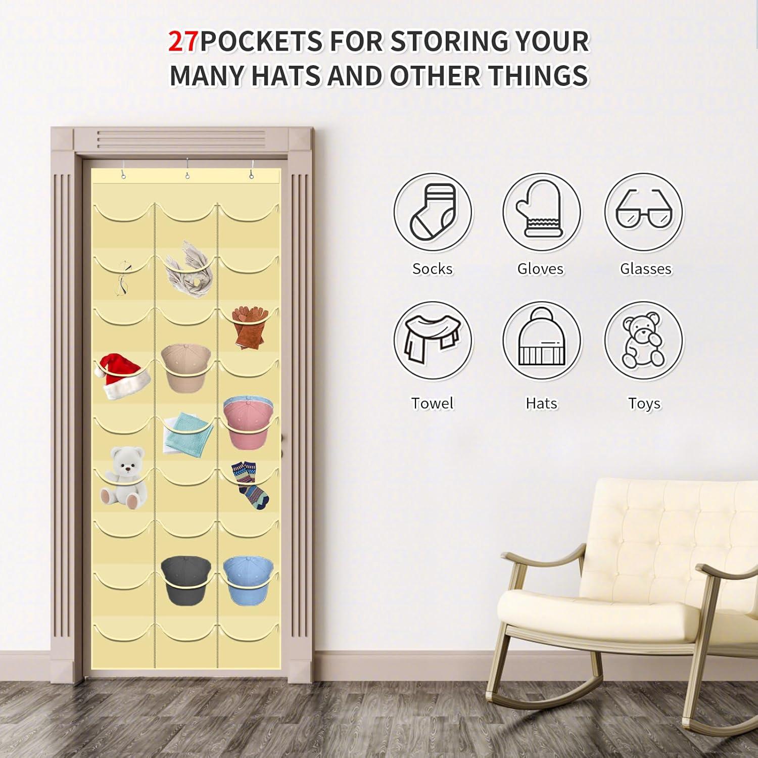 Soporte para Gorras clbutge 27 Bolsillos Montaje en Pared Beige