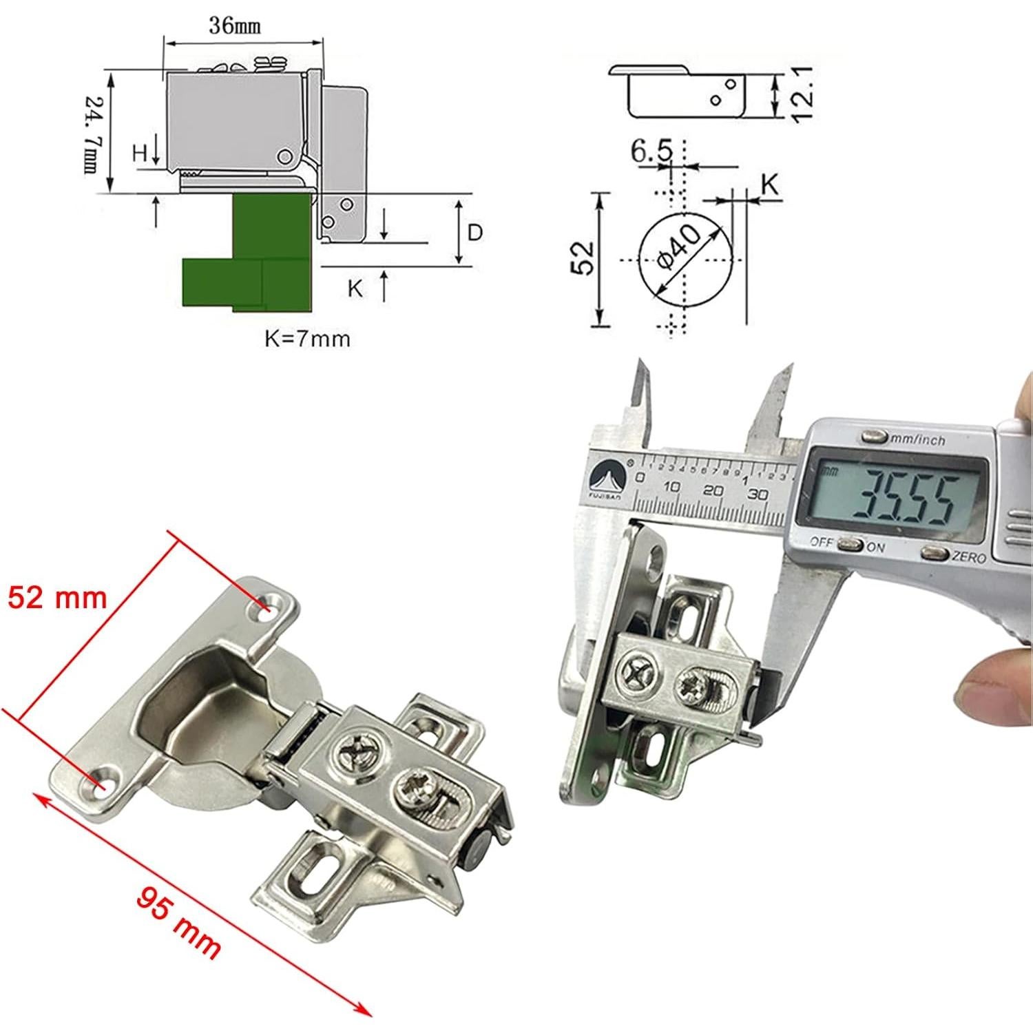 Bisagras de Marco LIKERAINY 40mm con Amortiguador Cierre Suave - Paquete de 4