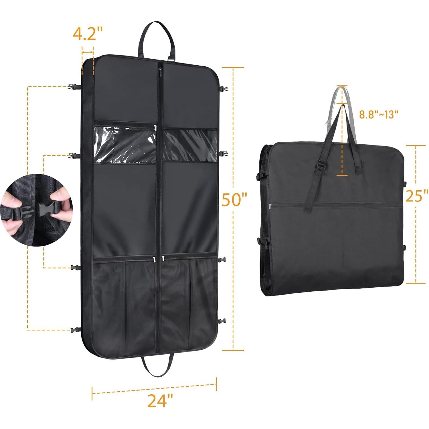 Bolsa de Ropa de Viaje Syeeiex 127 cm Oxford Negra con 6 Bolsillos