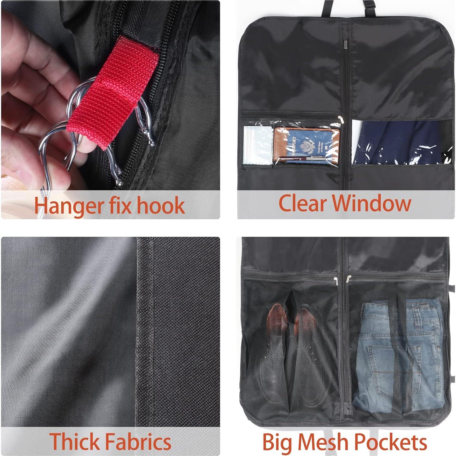 Bolsa de Ropa de Viaje Syeeiex 127 cm Oxford Negra con 6 Bolsillos