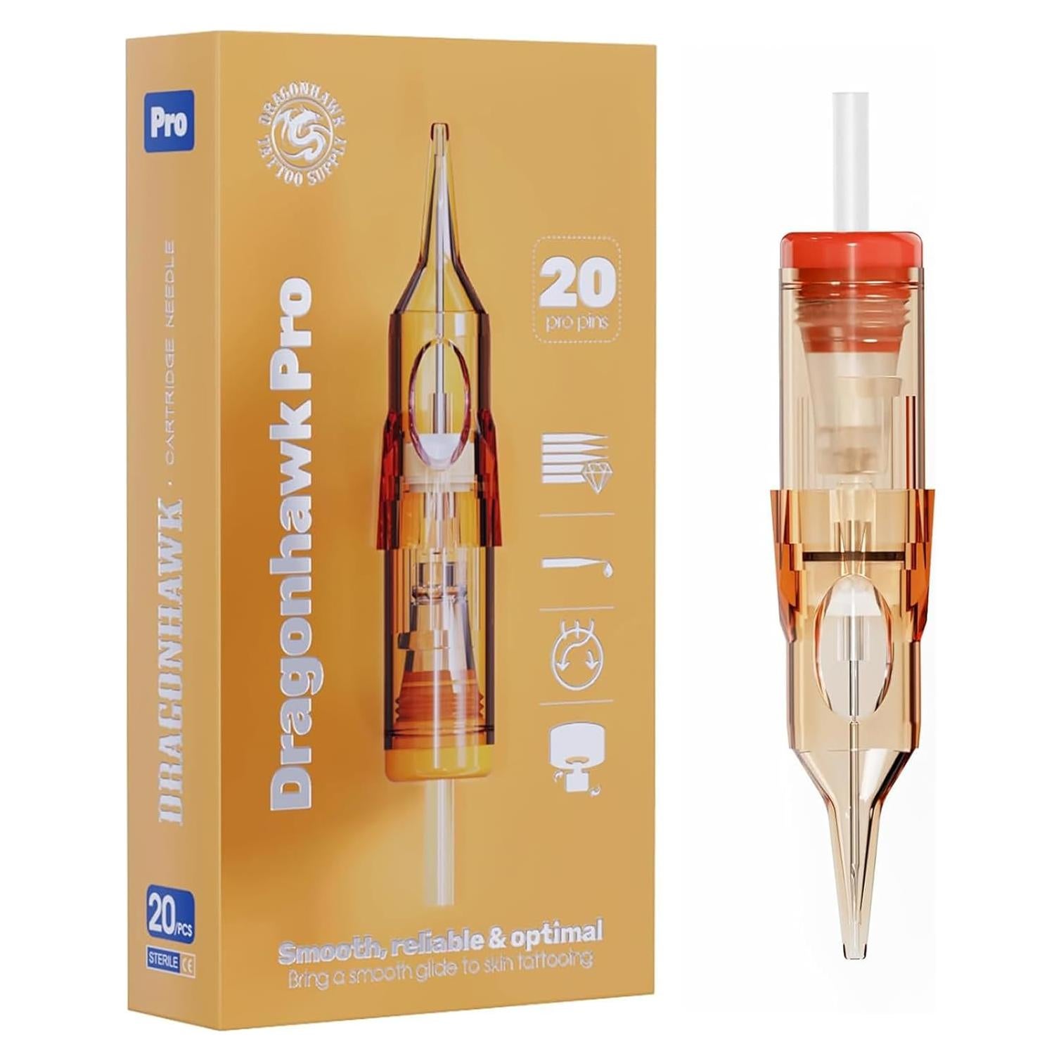 Cartuchos de Agujas de Tatuaje Dragonhawk Pro 0401RL 20 Pcs Desechables