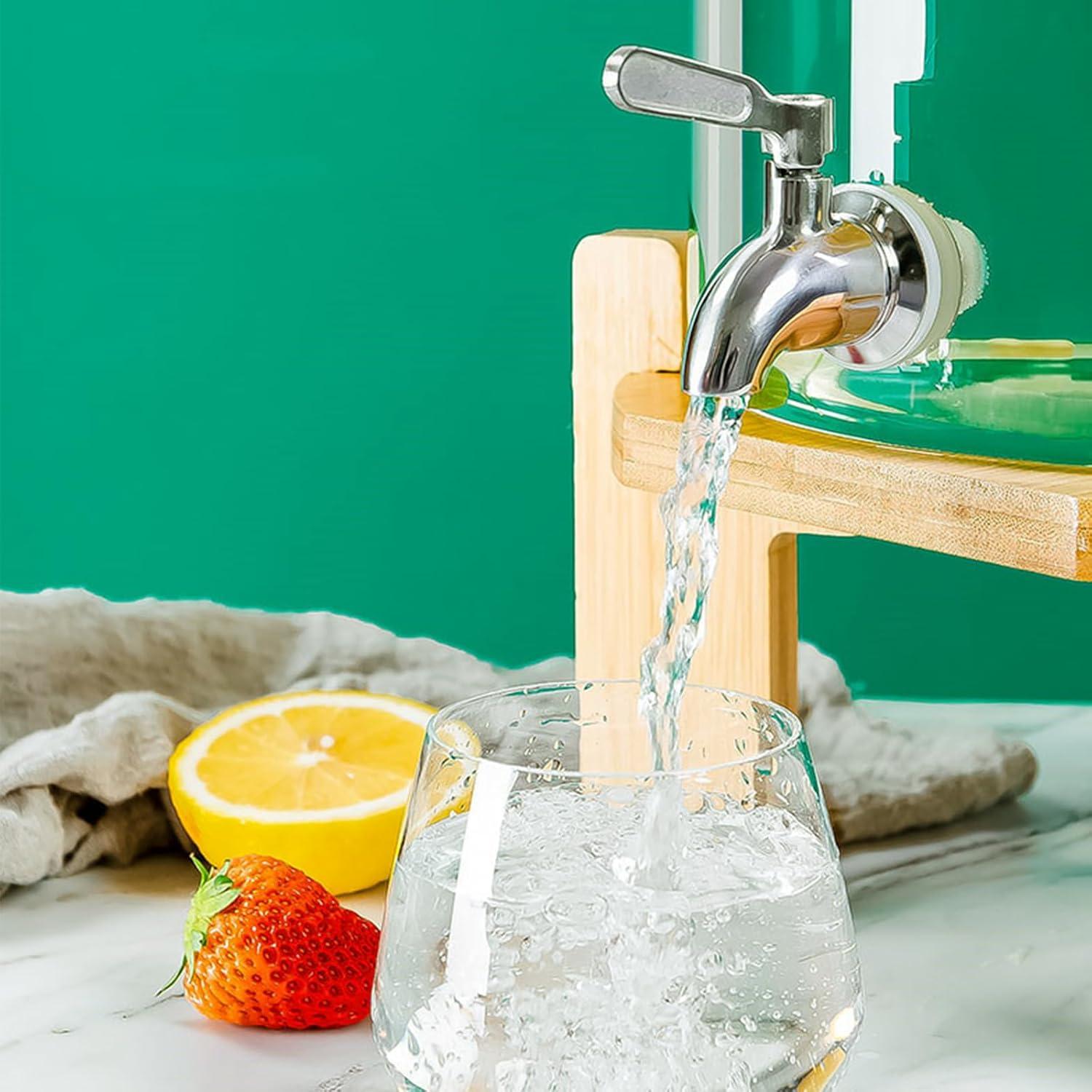 Dispensador de Bebidas de Vidrio TOCLIU 13L con Soporte de Madera