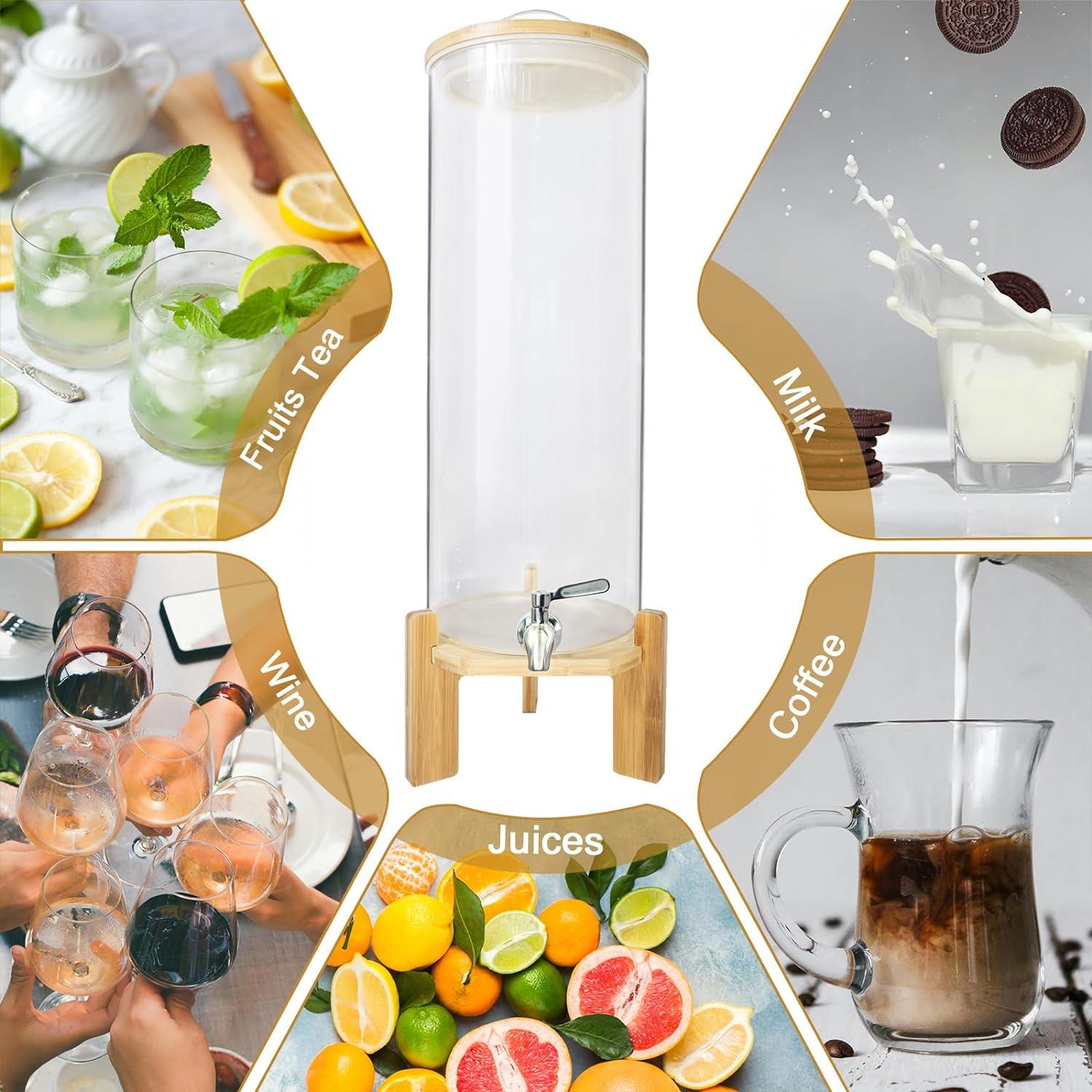 Dispensador de Bebidas de Vidrio TOCLIU 13L con Soporte de Madera