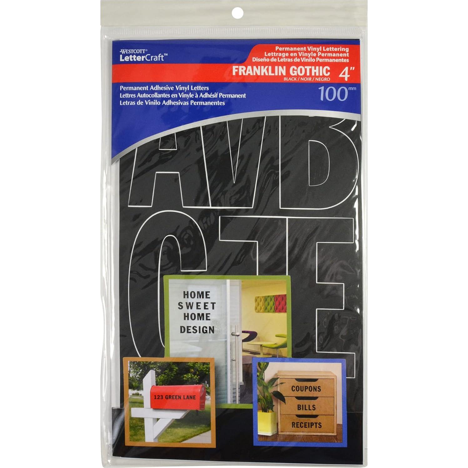 Letras de Vinilo Permanentes Westcott 10.16 cm Negro 15854