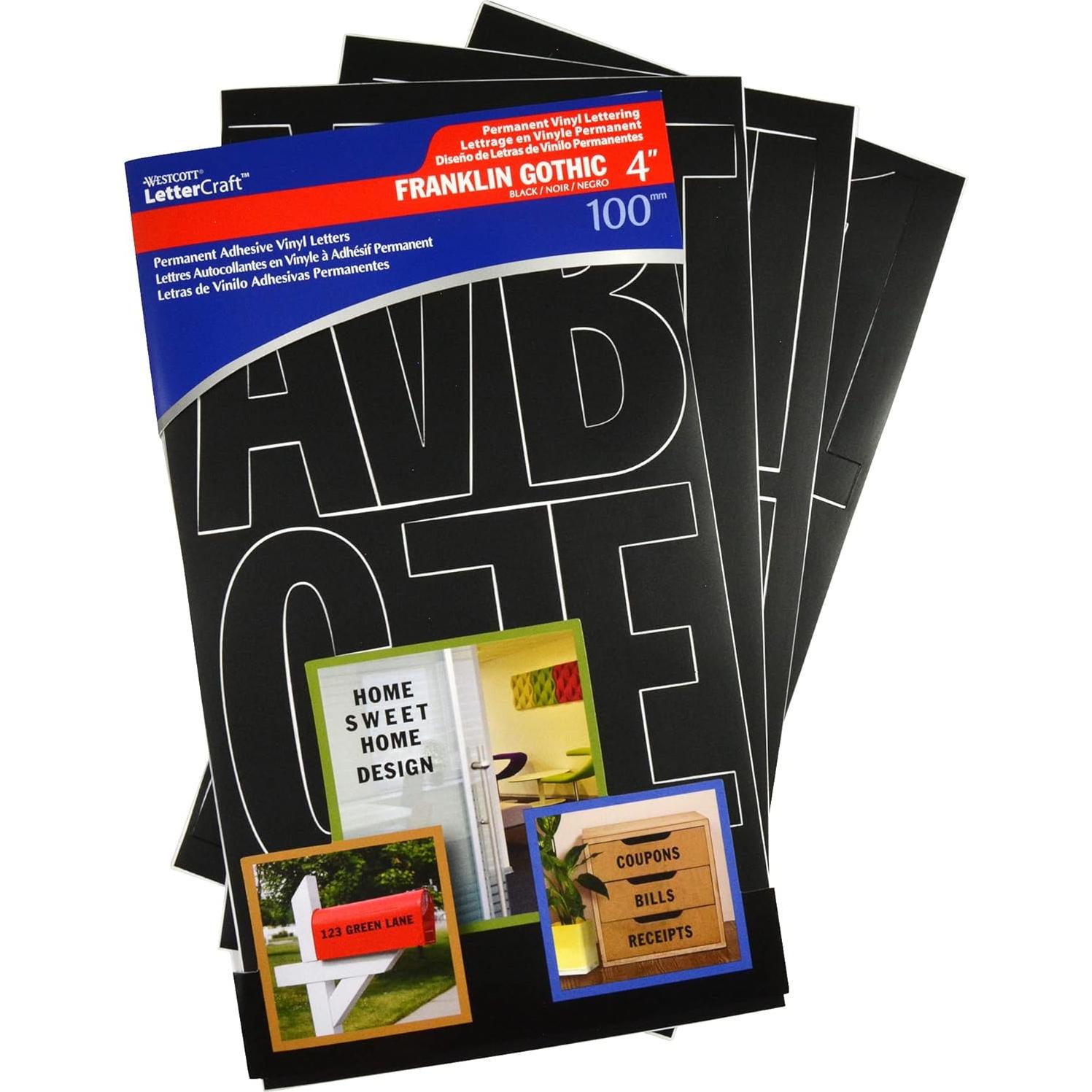 Letras de Vinilo Permanentes Westcott 10.16 cm Negro 15854