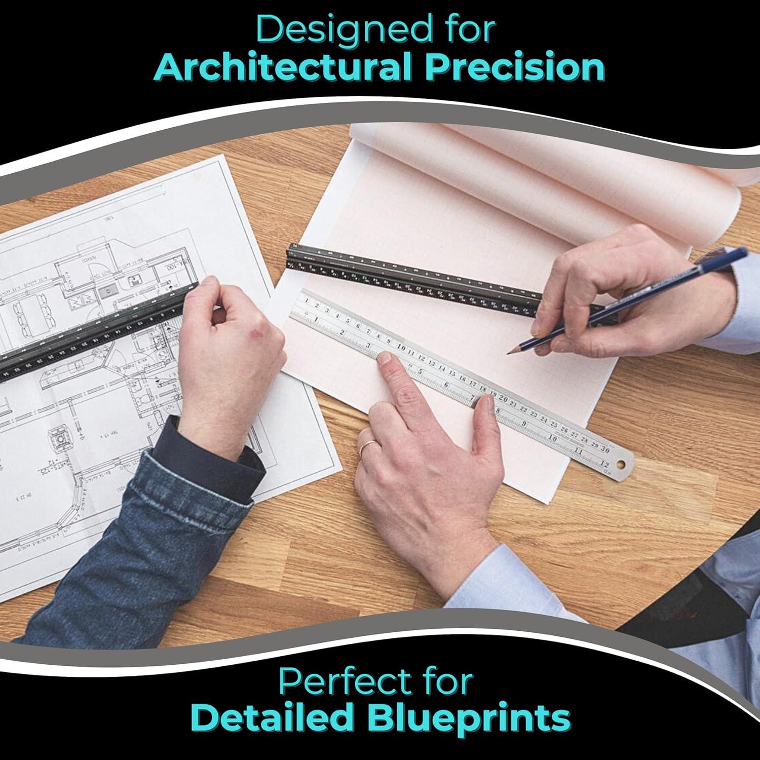 Regla Arquitectónica NOKKO 30.48 cm Aluminio Profesional