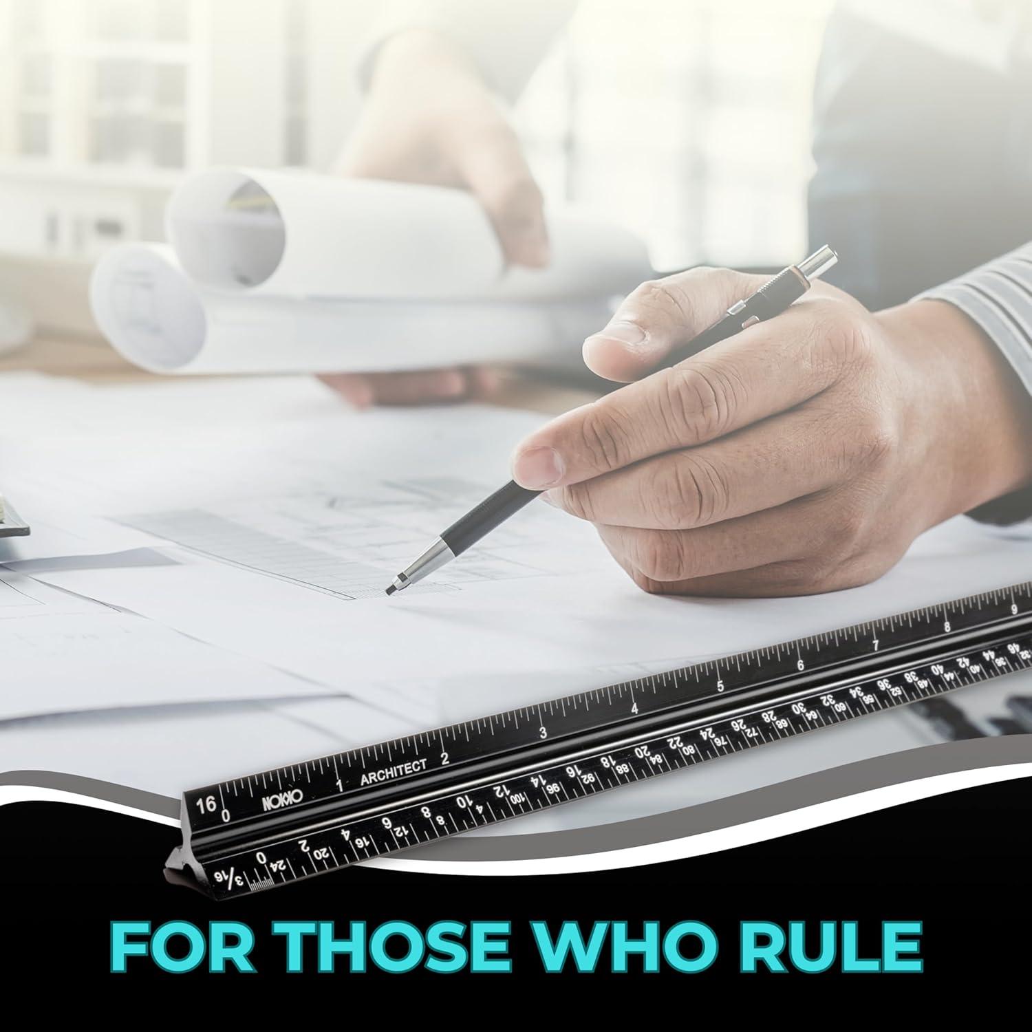 Regla Arquitectónica NOKKO 30.48 cm Aluminio Profesional