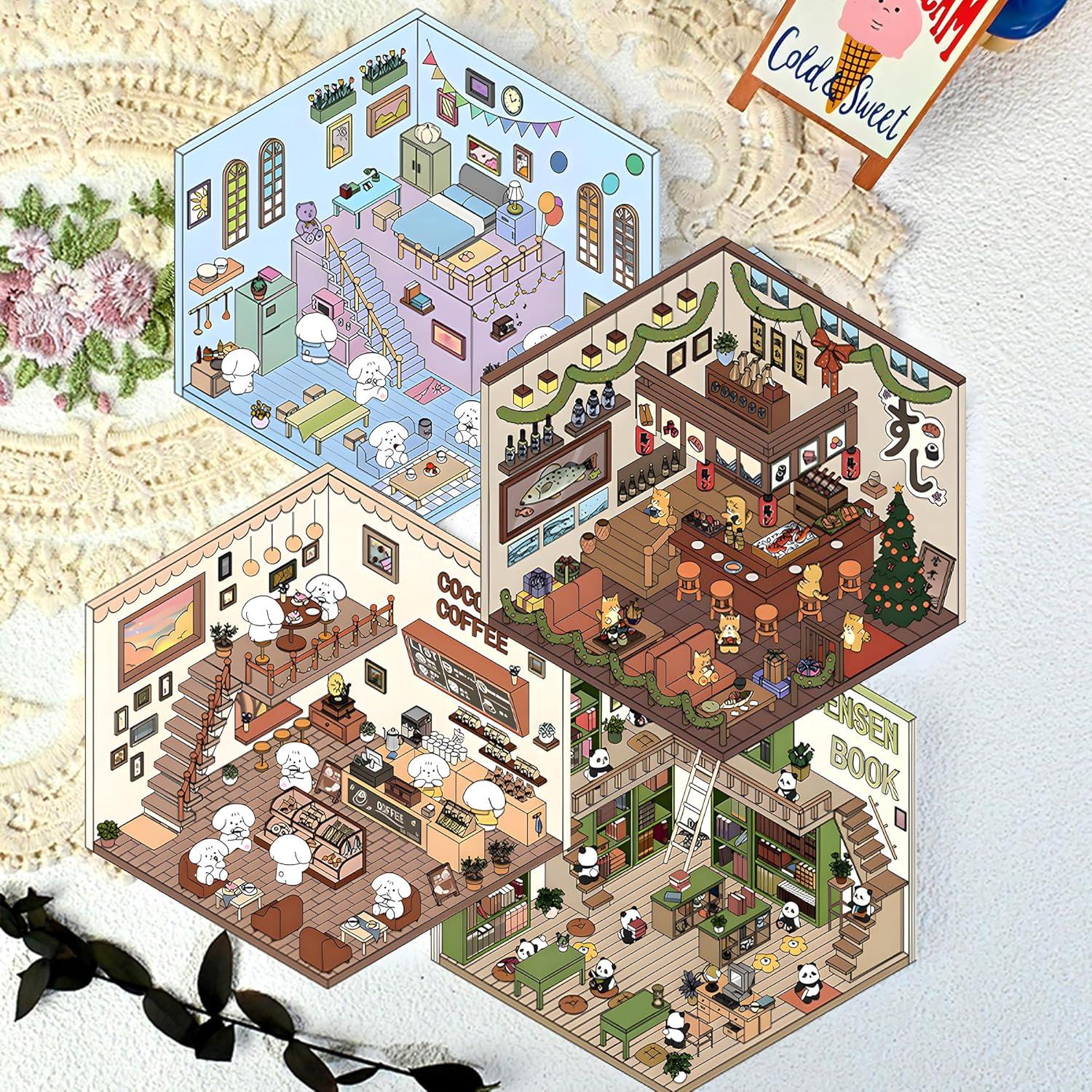 Stickers 3D DIY Aeloer - 4 Set de Escenas Creativas