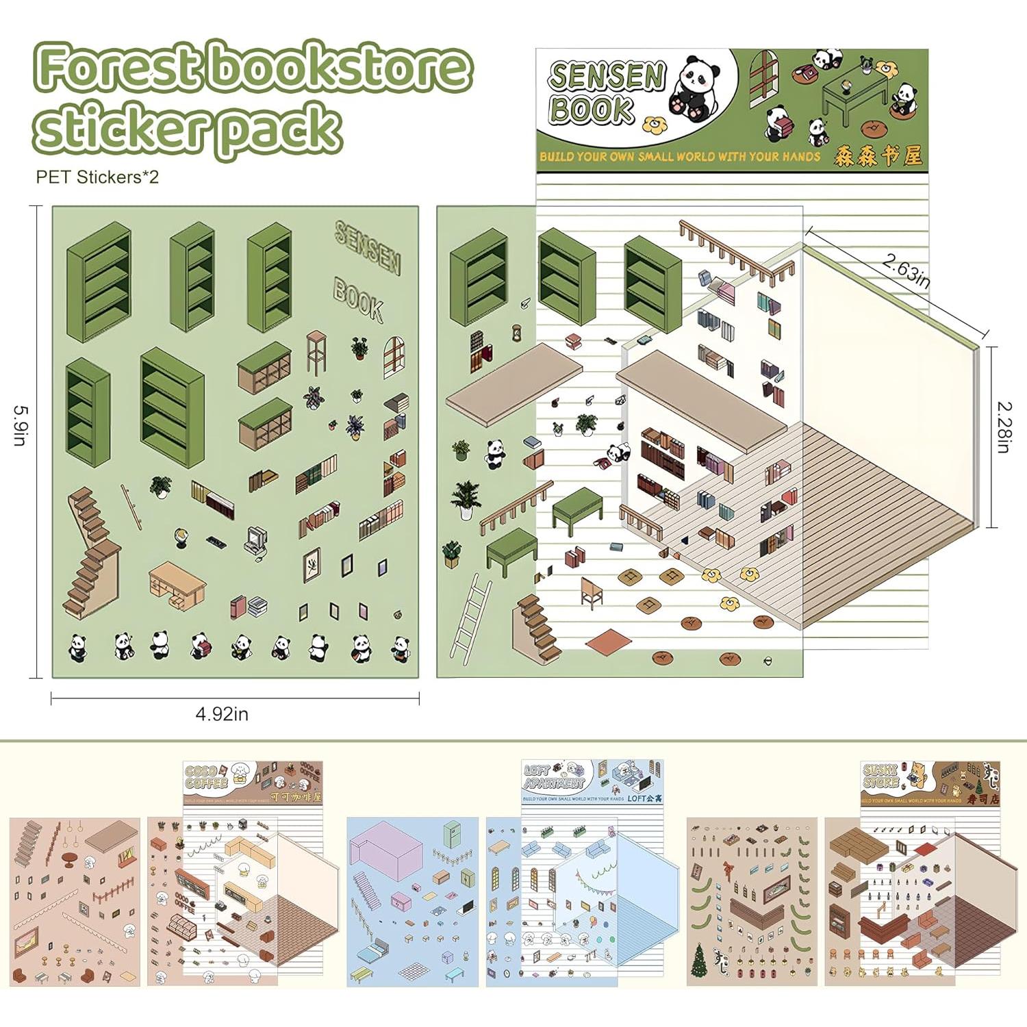 Stickers 3D DIY Aeloer - 4 Set de Escenas Creativas