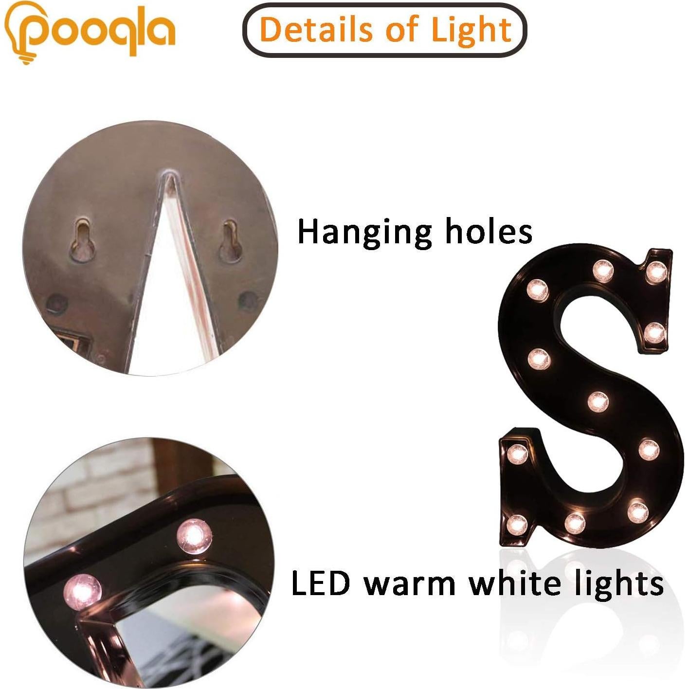 Letrero Iluminado LED Letra S JUHUI - Decoración para Fiestas