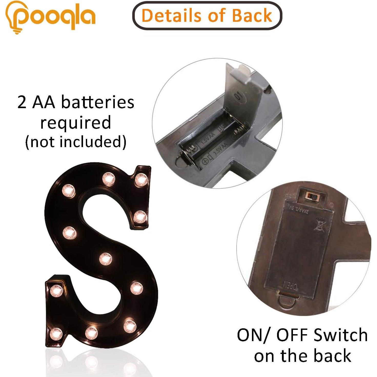 Letrero Iluminado LED Letra S JUHUI - Decoración para Fiestas