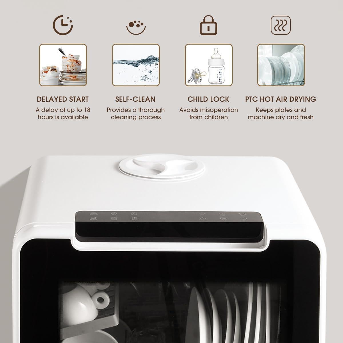 Lavavajillas HAVA TDQR07 8 Programas 5L Portátil Blanco