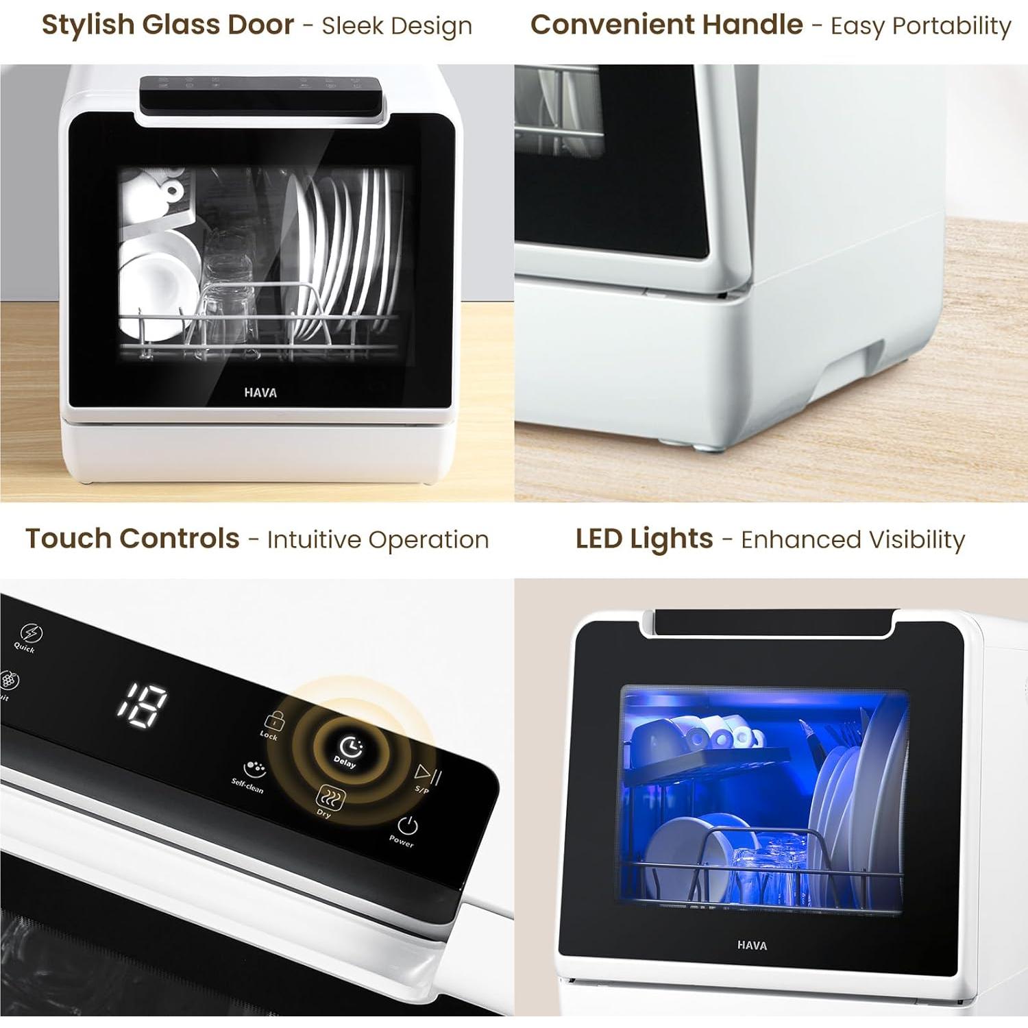 Lavavajillas HAVA TDQR07 8 Programas 5L Portátil Blanco