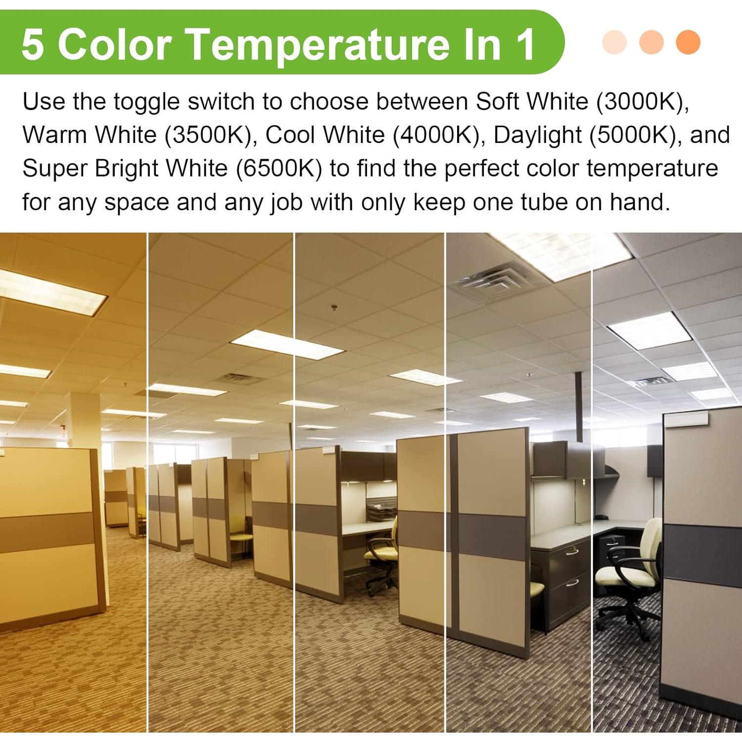 Tubo LED T8 4FT Hykolity 20 Paquete 18W 5CCT Seleccionable