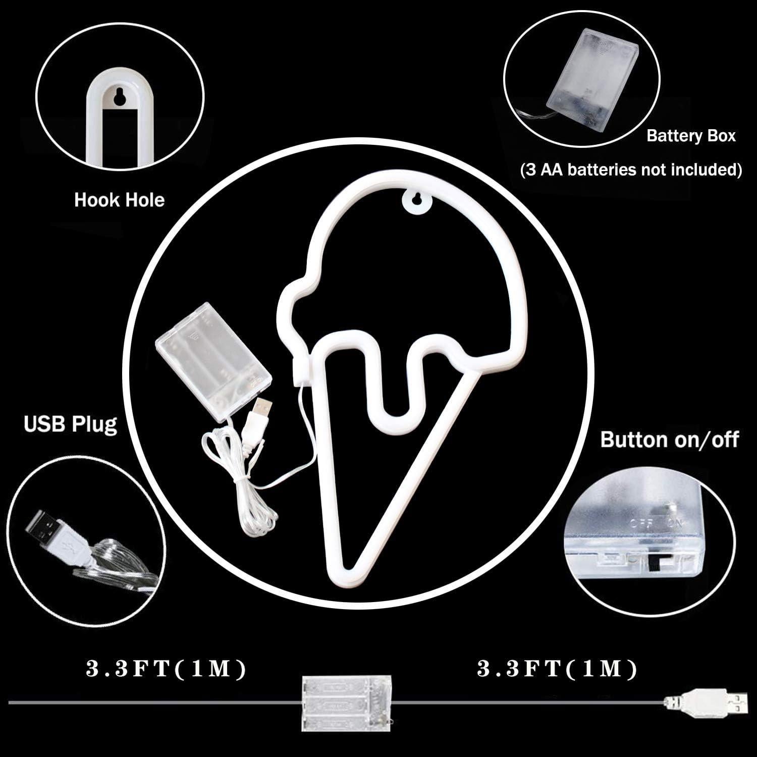 Luz Nocturna Helado YAOZHOU LED Rosa 4.5V Decorativa