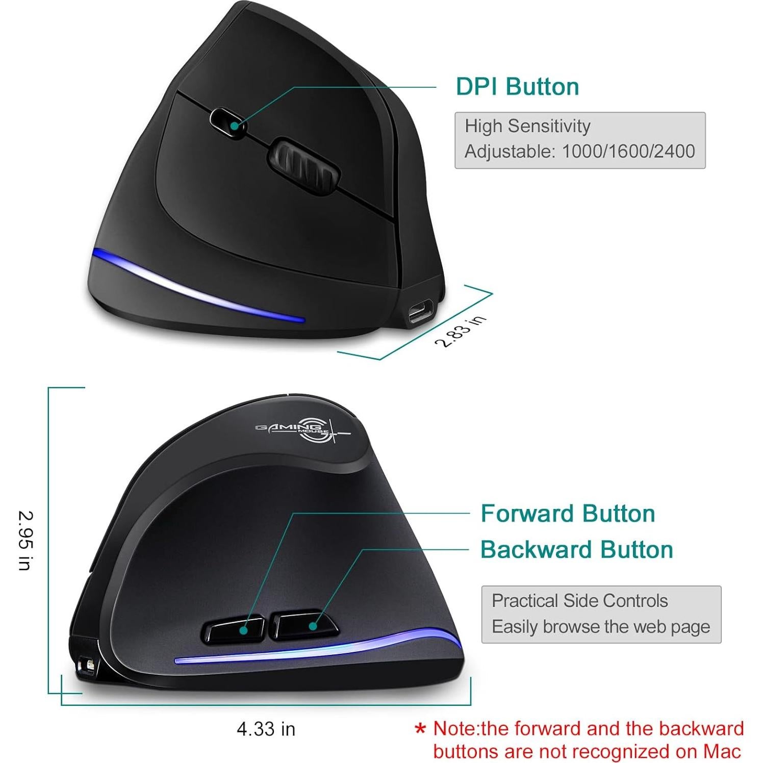 Mouse Inalámbrico TRELC F-35 Vertical Ergonómico 3 DPI 800mA