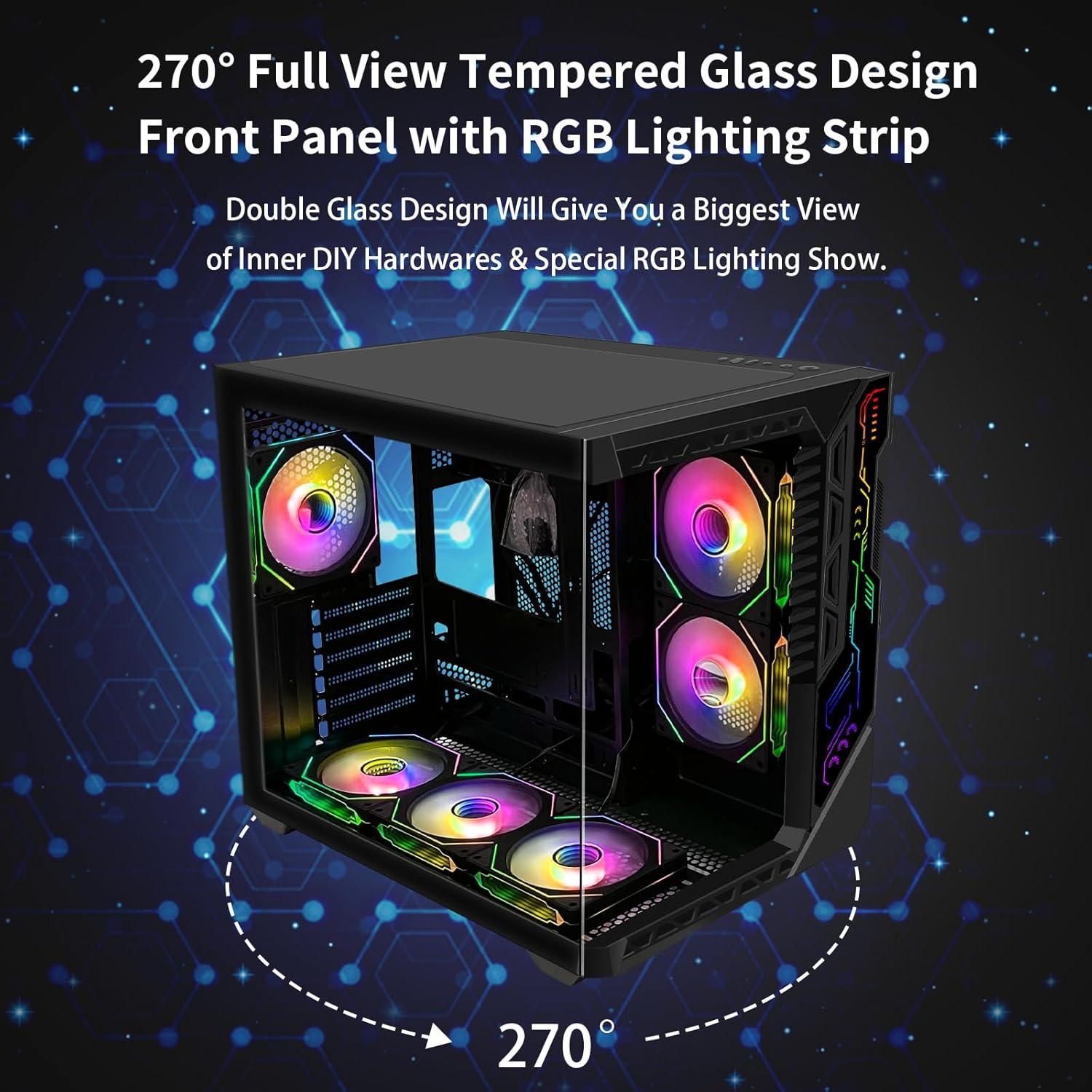 Caja de PC Gaming SZSKYING ATX Mid-Tower 9 Ventiladores ARGB