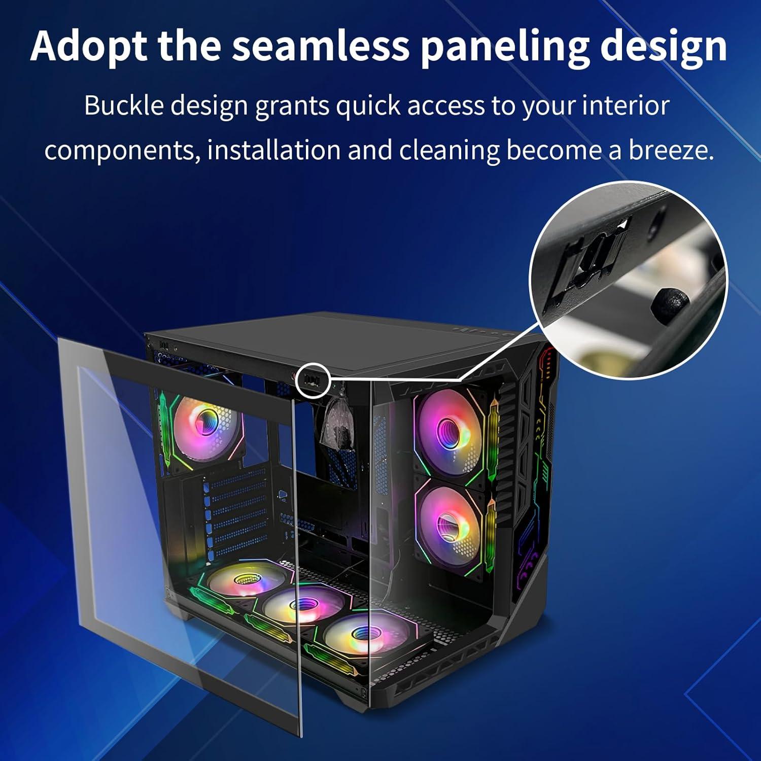 Caja de PC Gaming SZSKYING ATX Mid-Tower 9 Ventiladores ARGB