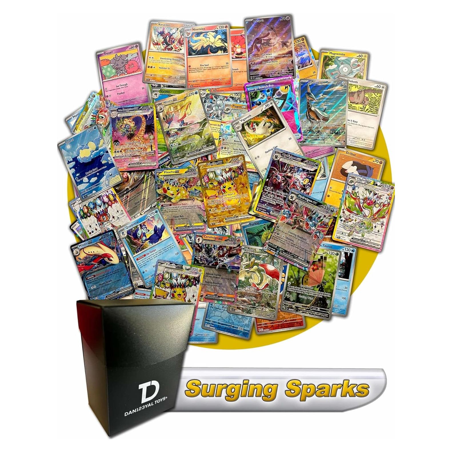 Paquete TCG Pokémon Surging Sparks + Ultra Rara + 30 Cartas