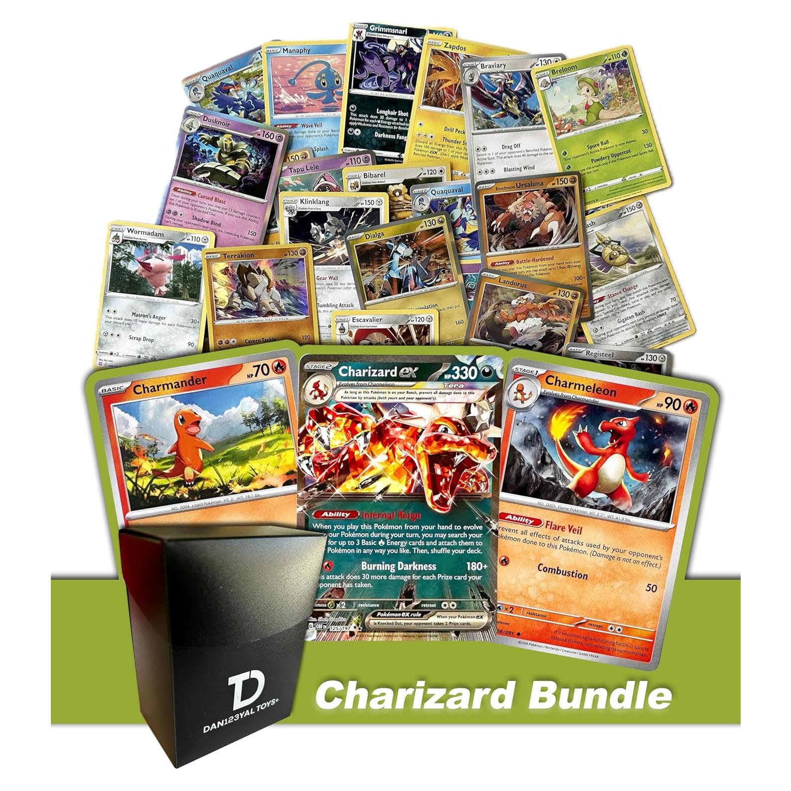 Paquete TCG Pokémon Charizard + 15 Tarjetas Holo + Caja