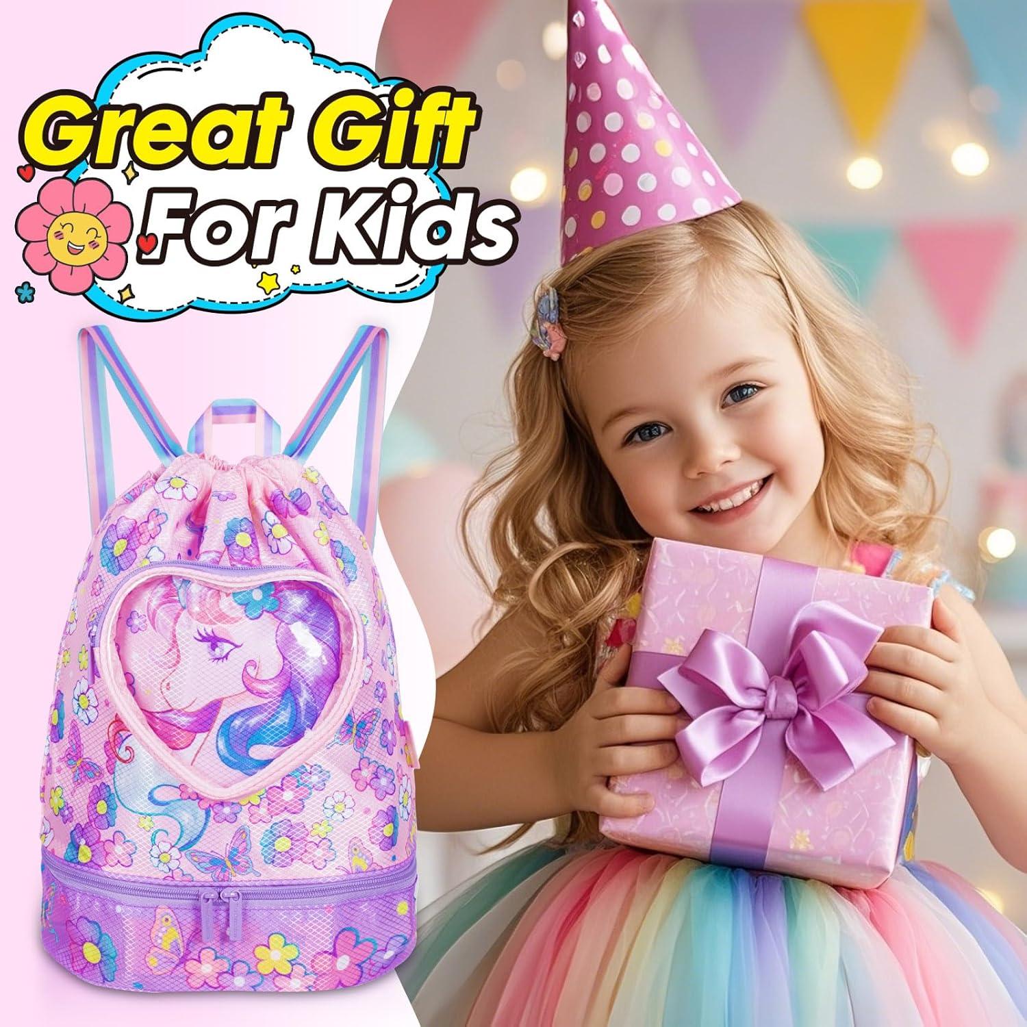 Mochila de cordón para niñas Unicornio impermeable 10L