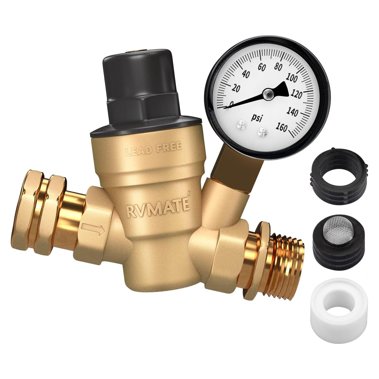 Regulador de Presión de Agua RVMATE Ajustable con Filtro