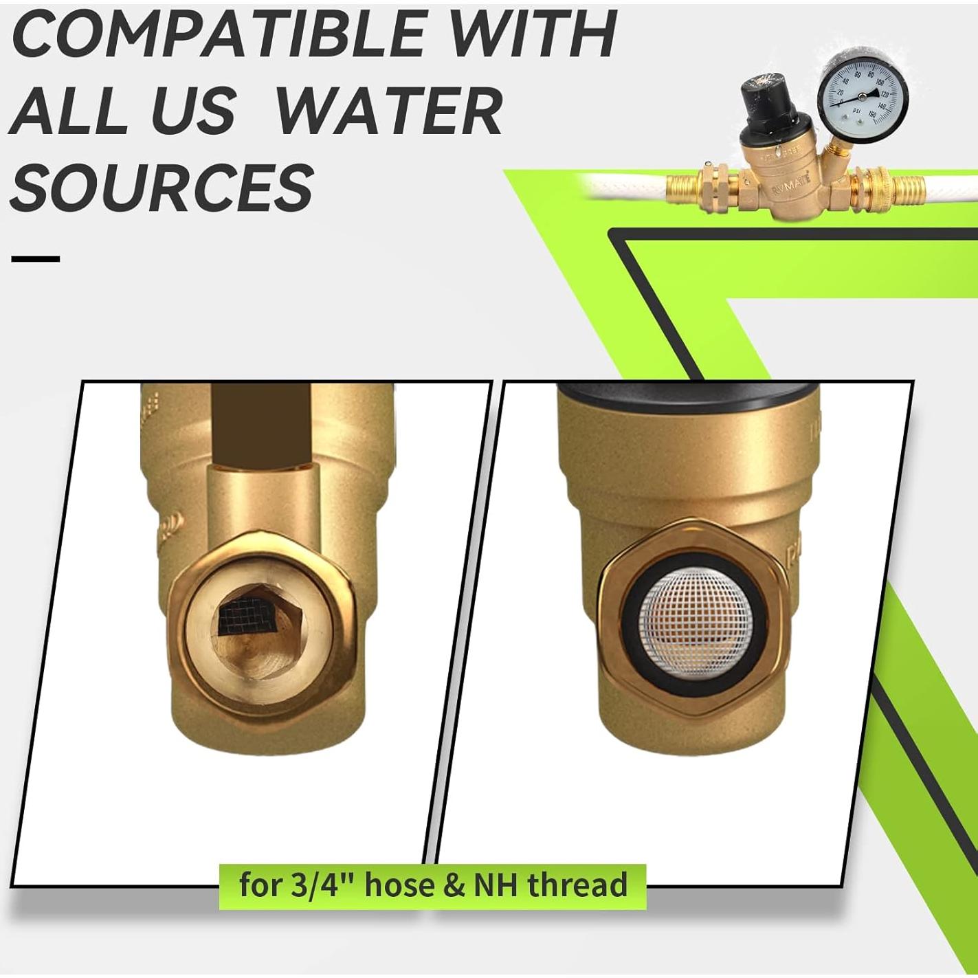 Regulador de Presión de Agua RVMATE Ajustable con Filtro