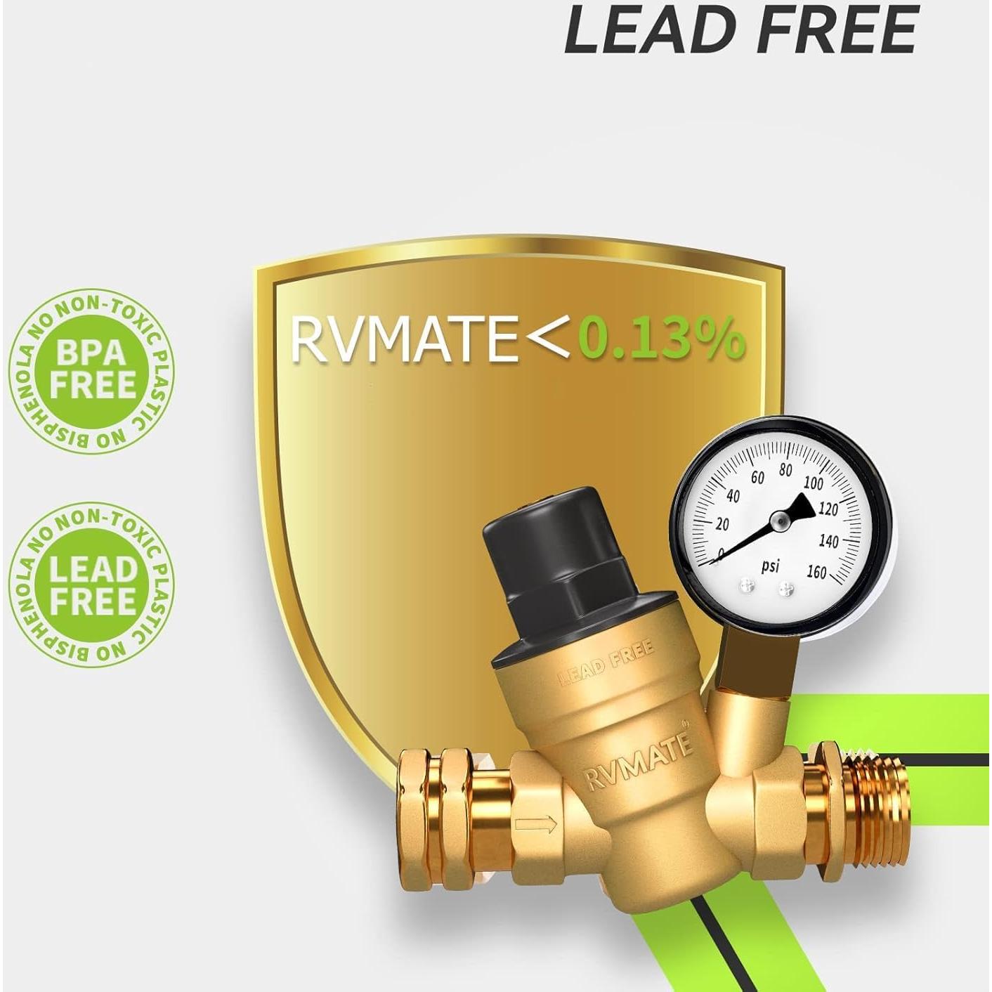 Regulador de Presión de Agua RVMATE Ajustable con Filtro