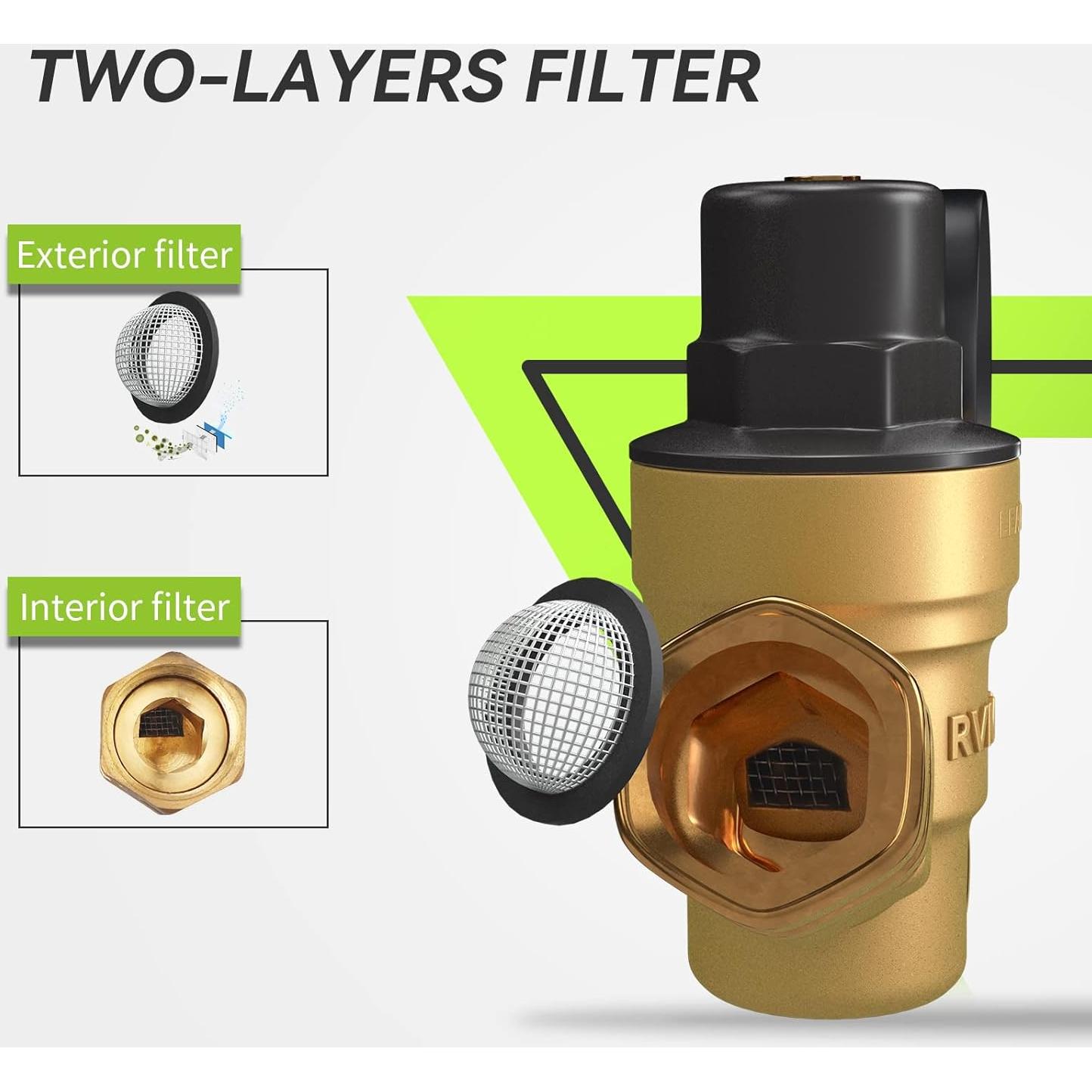 Regulador de Presión de Agua RVMATE Ajustable con Filtro