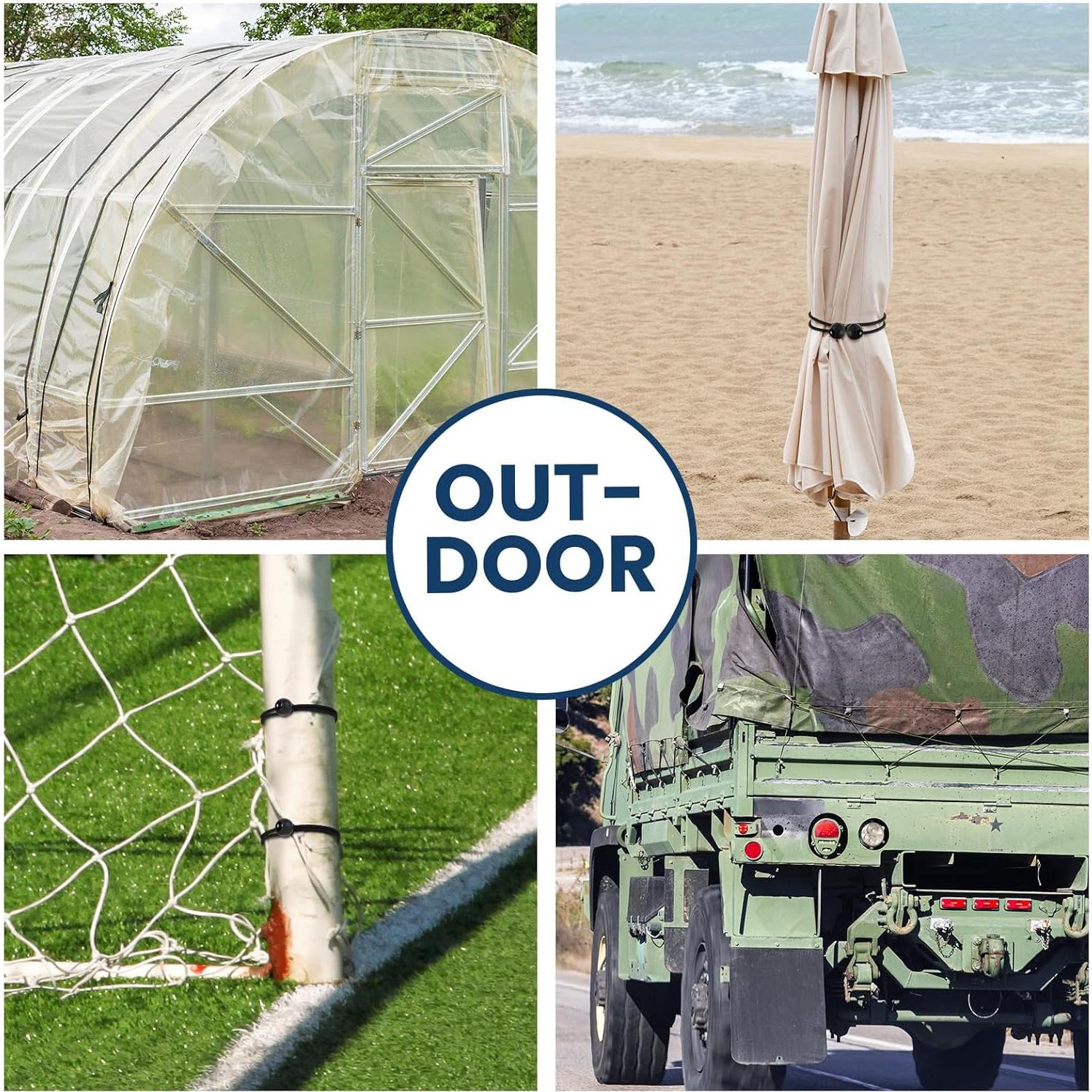 100 Cuerdas Bungee Negras 4" Wowangce Alta Resistencia