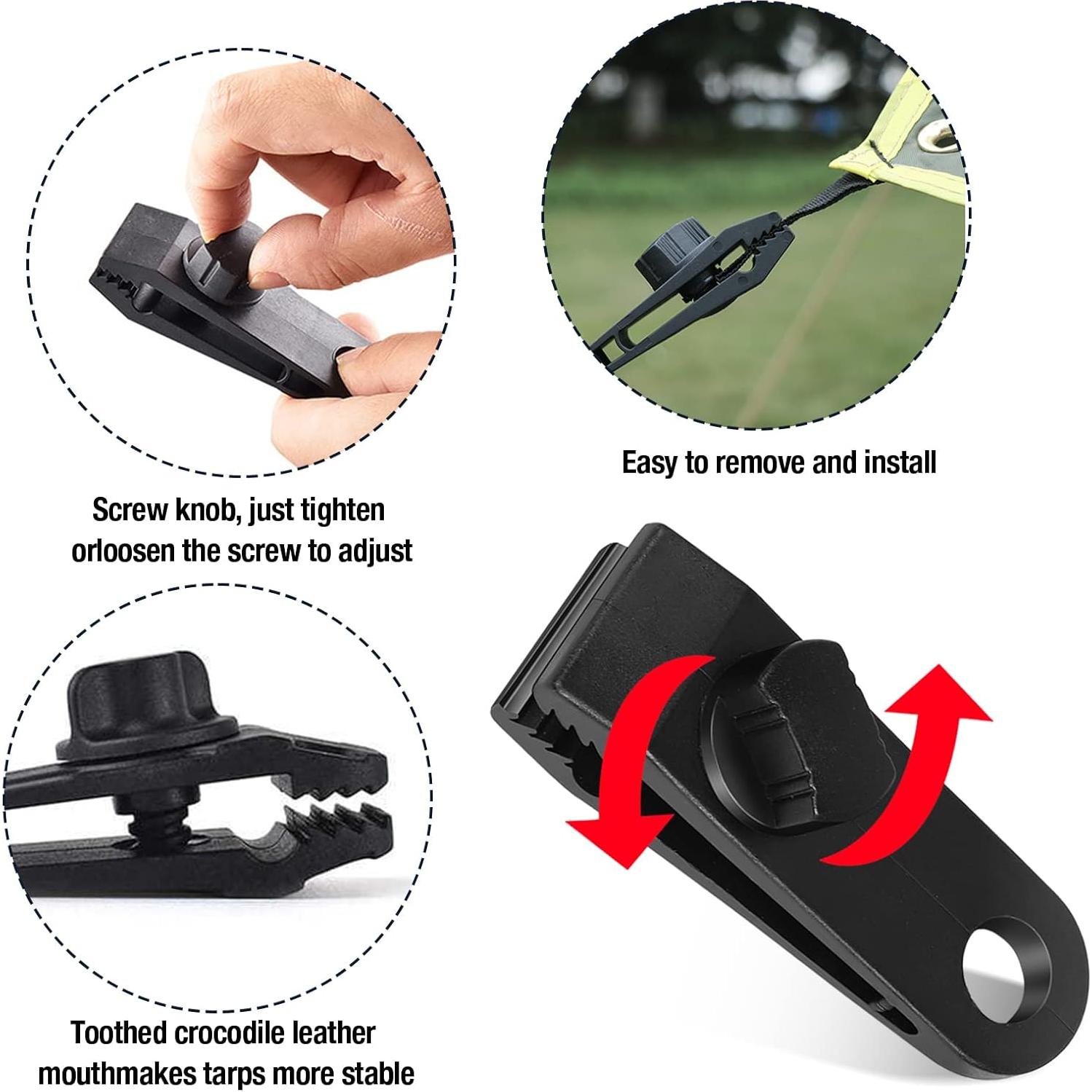 Clips de Lona 24PCS Dualshine con Agarre de Bloqueo - Impermeables