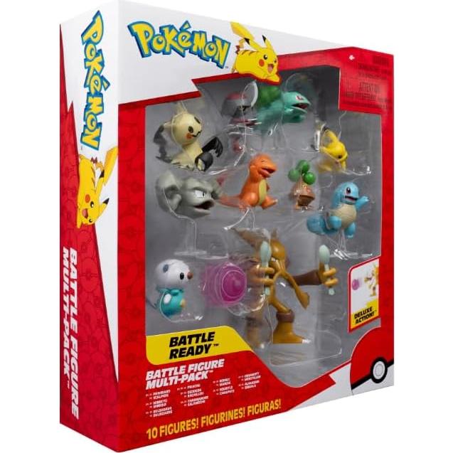 PKW -Battle Figure MP 10Pk 2": Pikachu #4, Squirtle #5, Bulbasaur #5, Charmander #5, Geodude, Mimikyu, Pawniard, Bonsly, Oshawott; 4.5" Alakazam - TGT