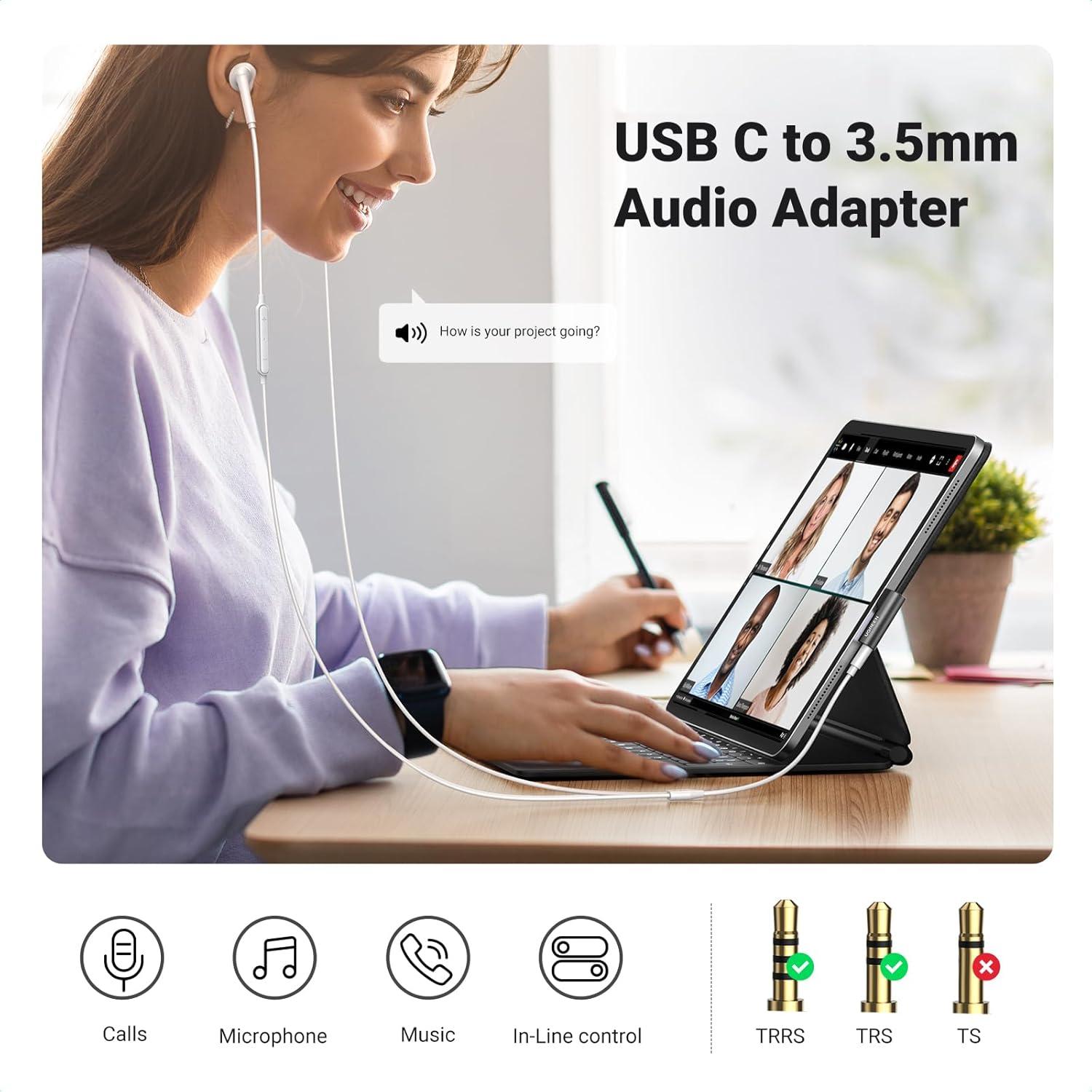 Adaptador de Audio USB C UGREEN a 3.5mm HiFi Negro