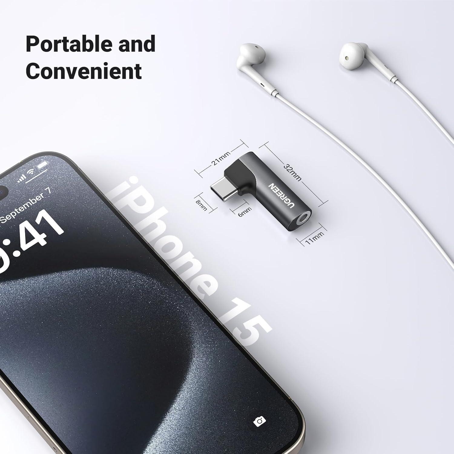 Adaptador de Audio USB C UGREEN a 3.5mm HiFi Negro