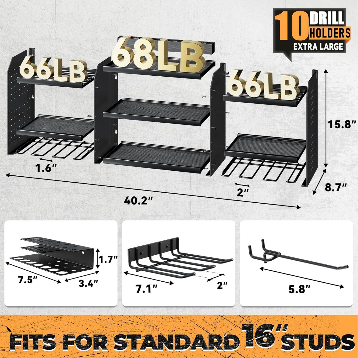 Organizador de Herramientas WIWIDRM Montaje en Pared 10 Soportes