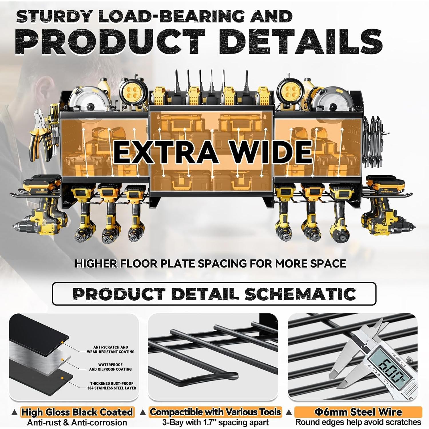 Organizador de Herramientas WIWIDRM Montaje en Pared 10 Soportes