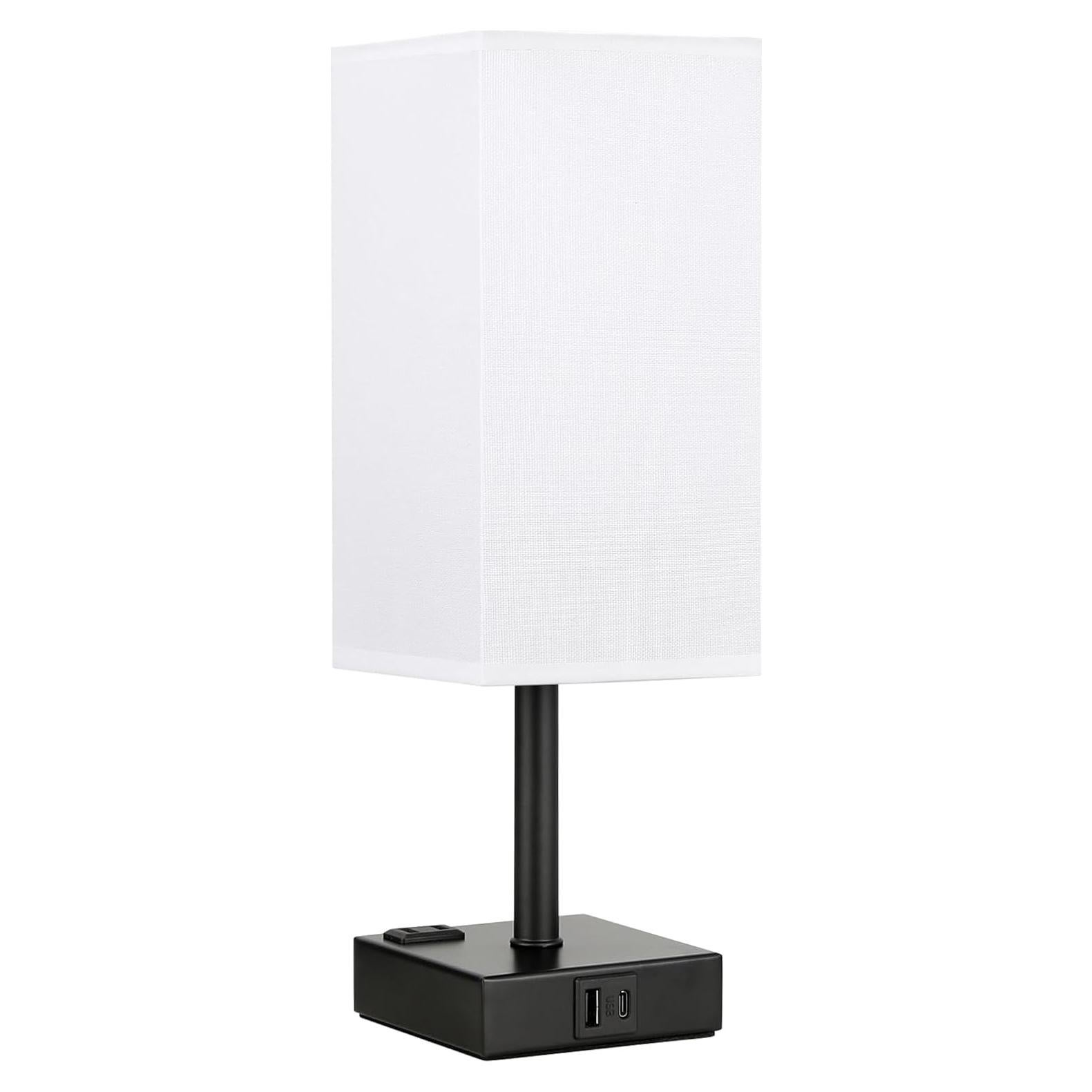 Lámpara de Mesa Táctil Aooshine Blanca con USB y Bombilla E26