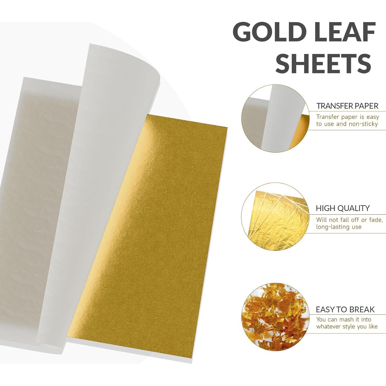 100 Hojas de Oro para Manualidades LOCDO 15.5x13.5cm Alta Calidad